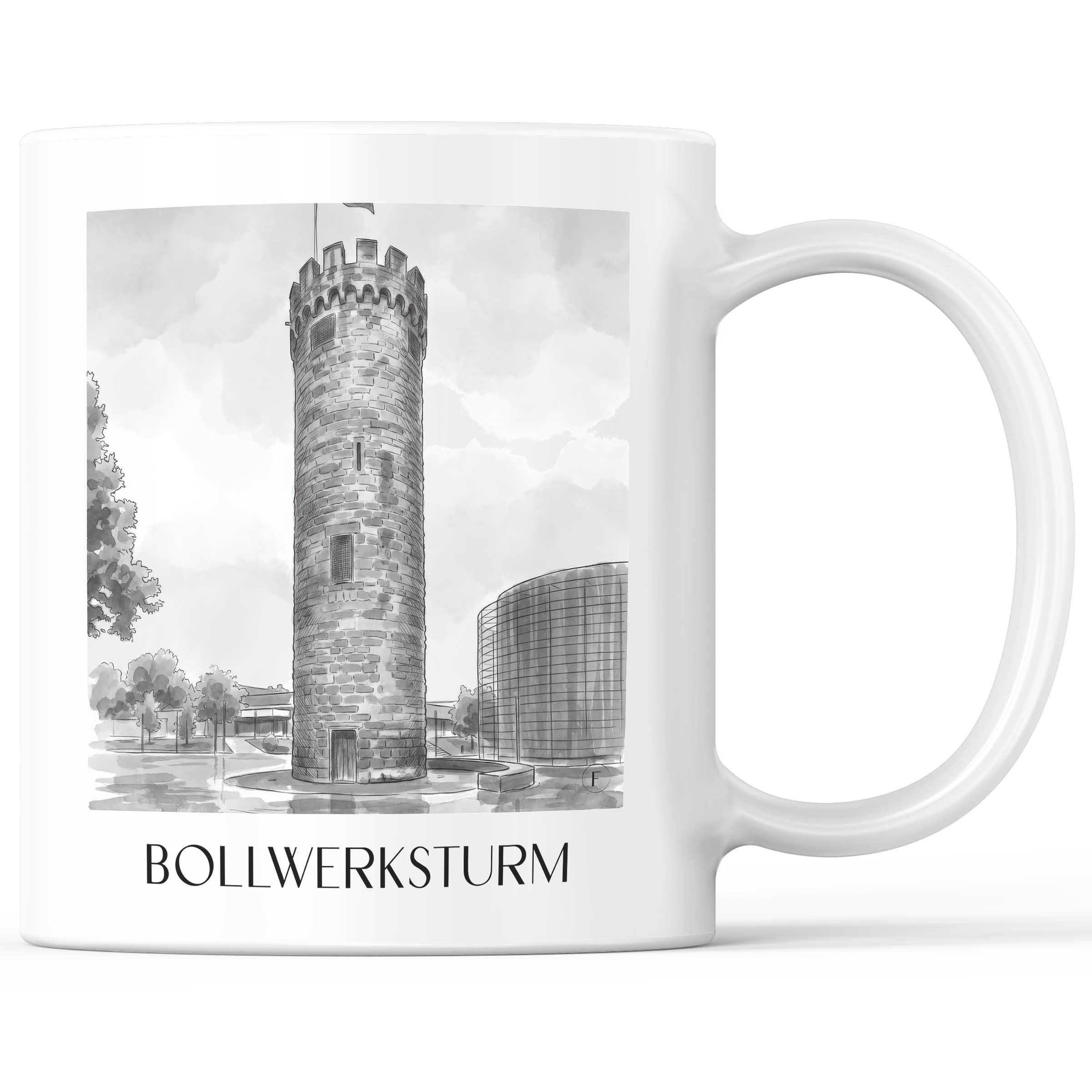 bollwerksturm-heilbronn-deutschland-kaffeebecher-aquarell-schwarz-weiss