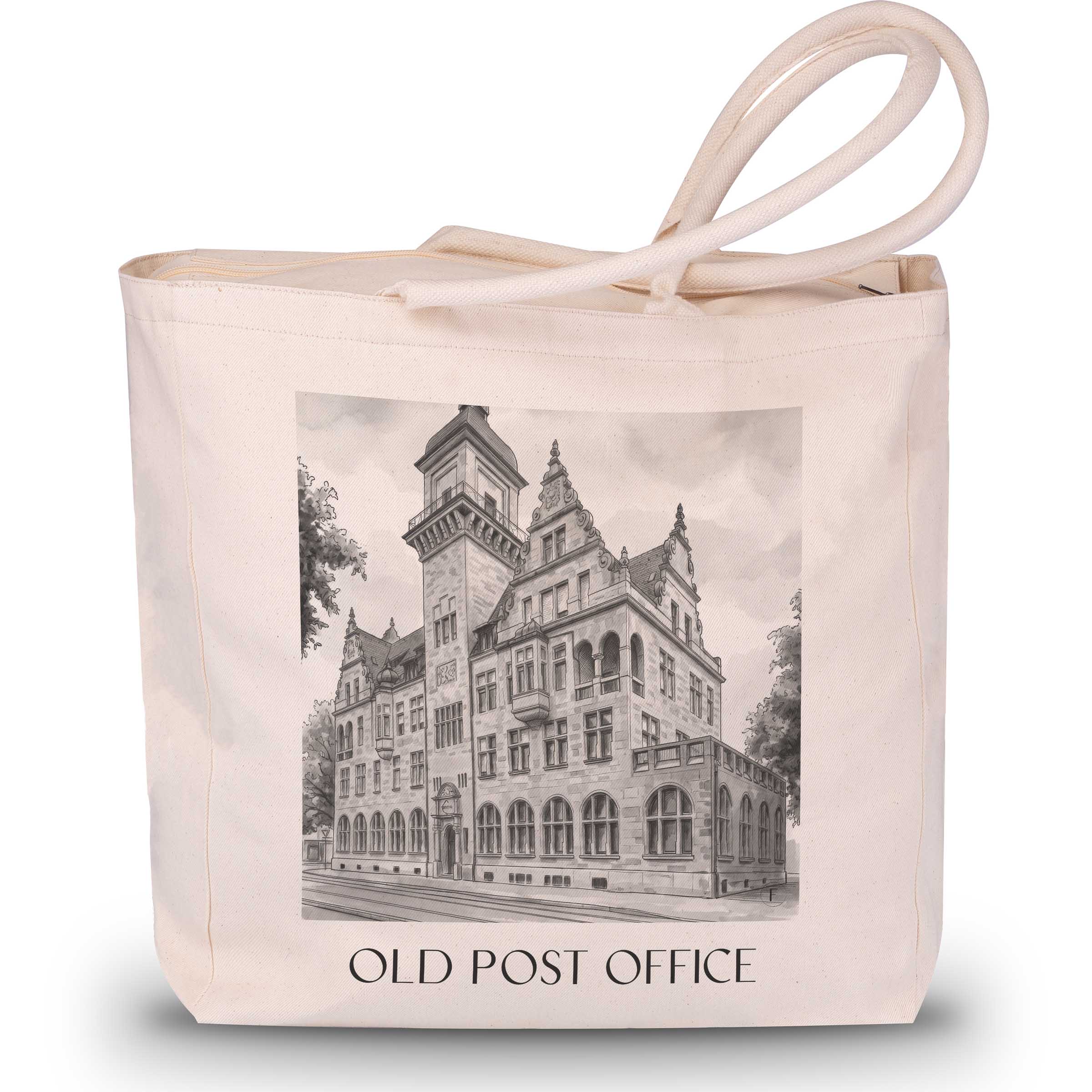 Alte Post Shopping Tasche - Heilbronn - Deutschland Tote Bag - Einkaufstasche im Aquarell Schwarz-Weiß Stil