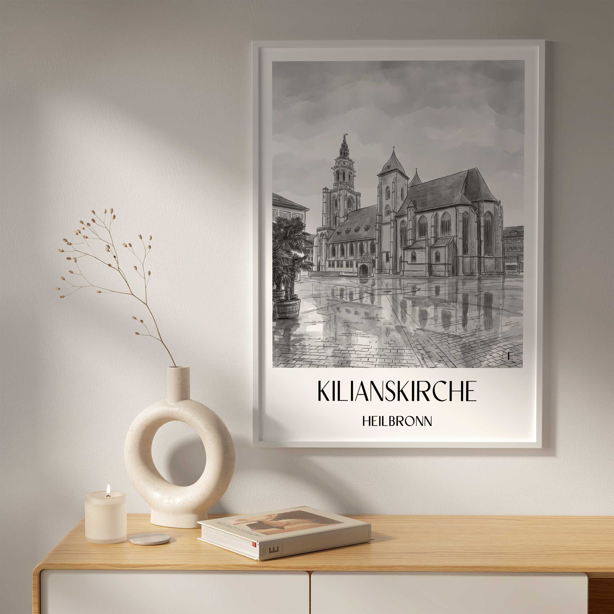kilianskirche-heilbronn-deutschland-poster-aquarell-schwarz-weiss