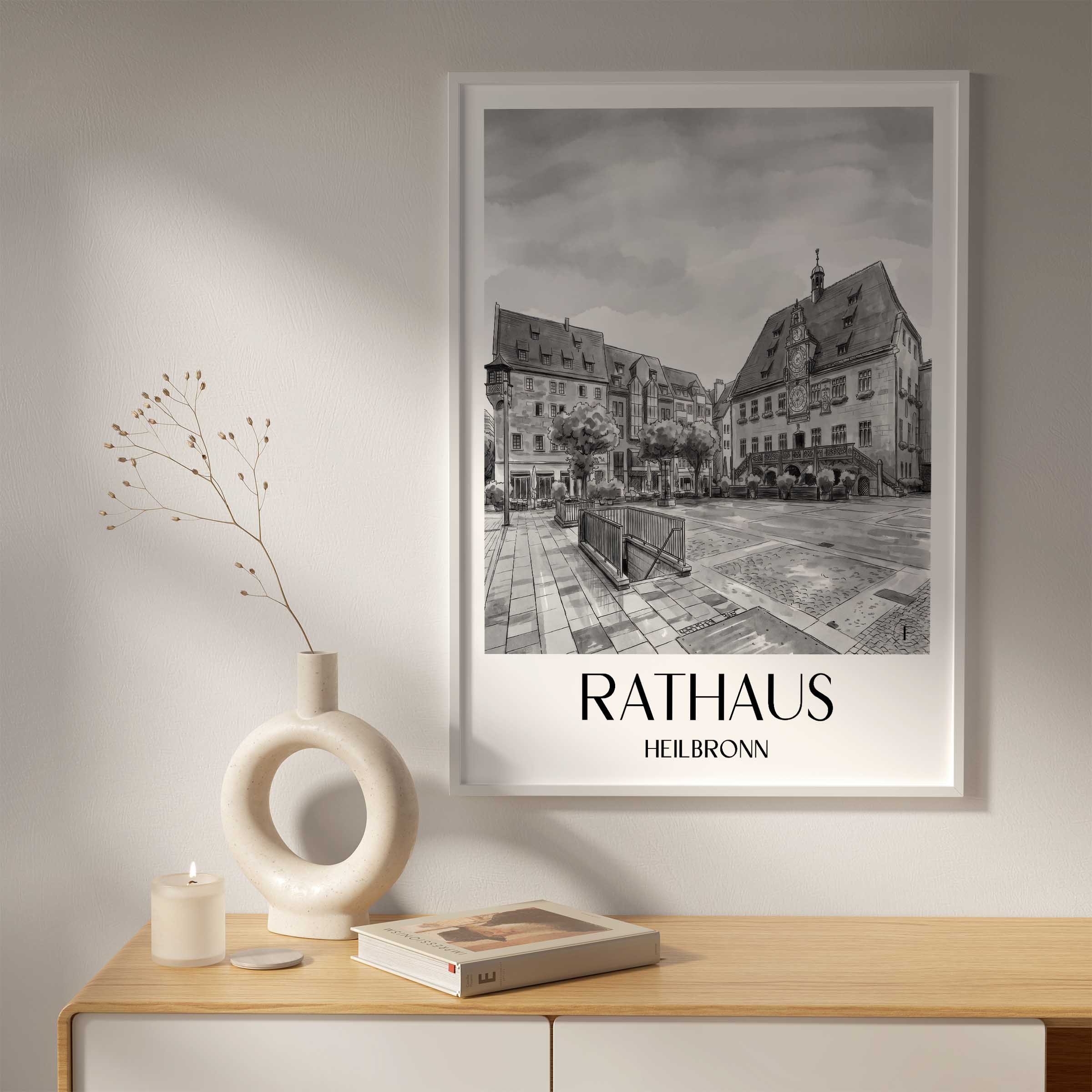 rathaus-heilbronn-deutschland-poster-aquarell-schwarz-weiss