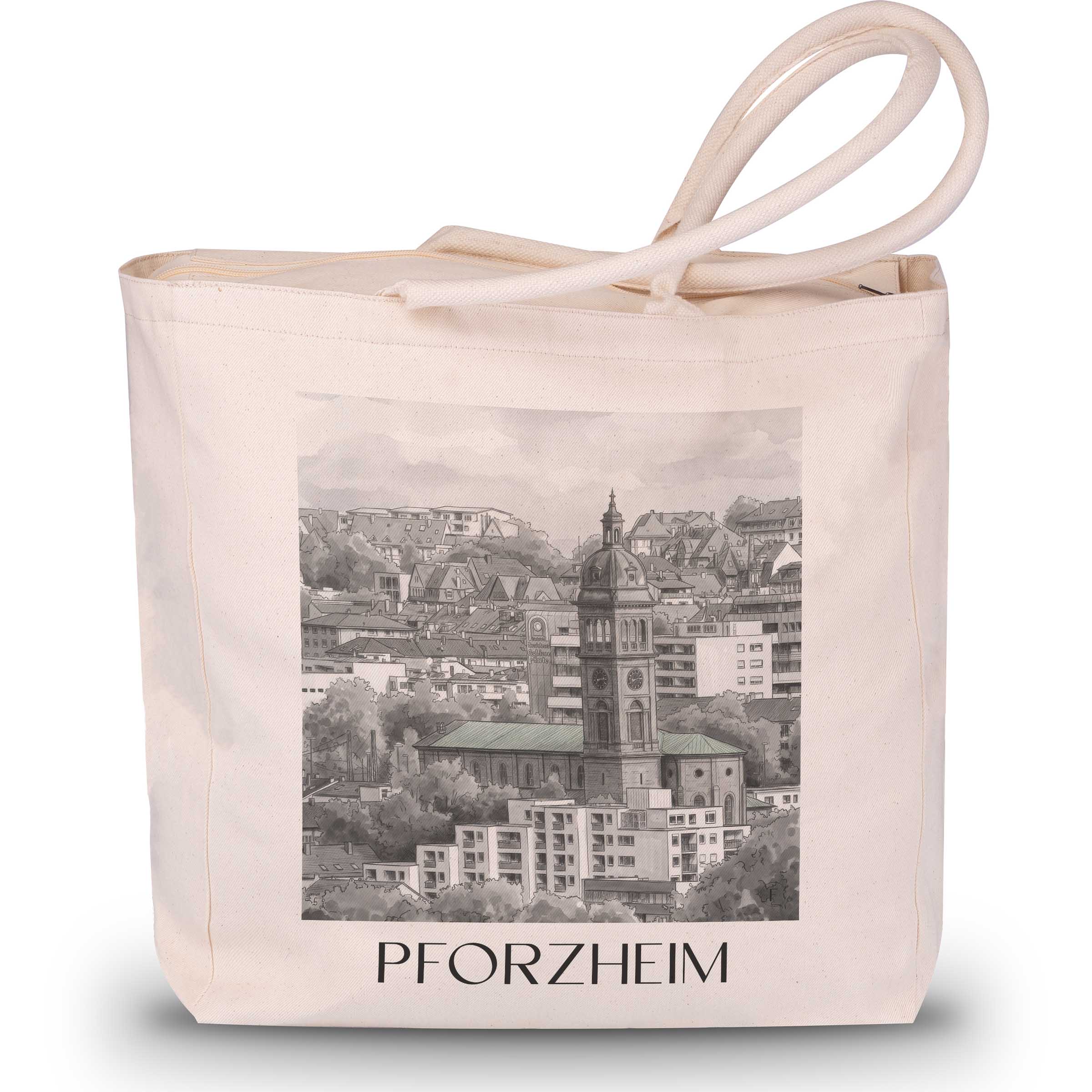 pforzheim-baden-württemberg-deutschland-einkaufstasche-aquarell-schwarz-weiss