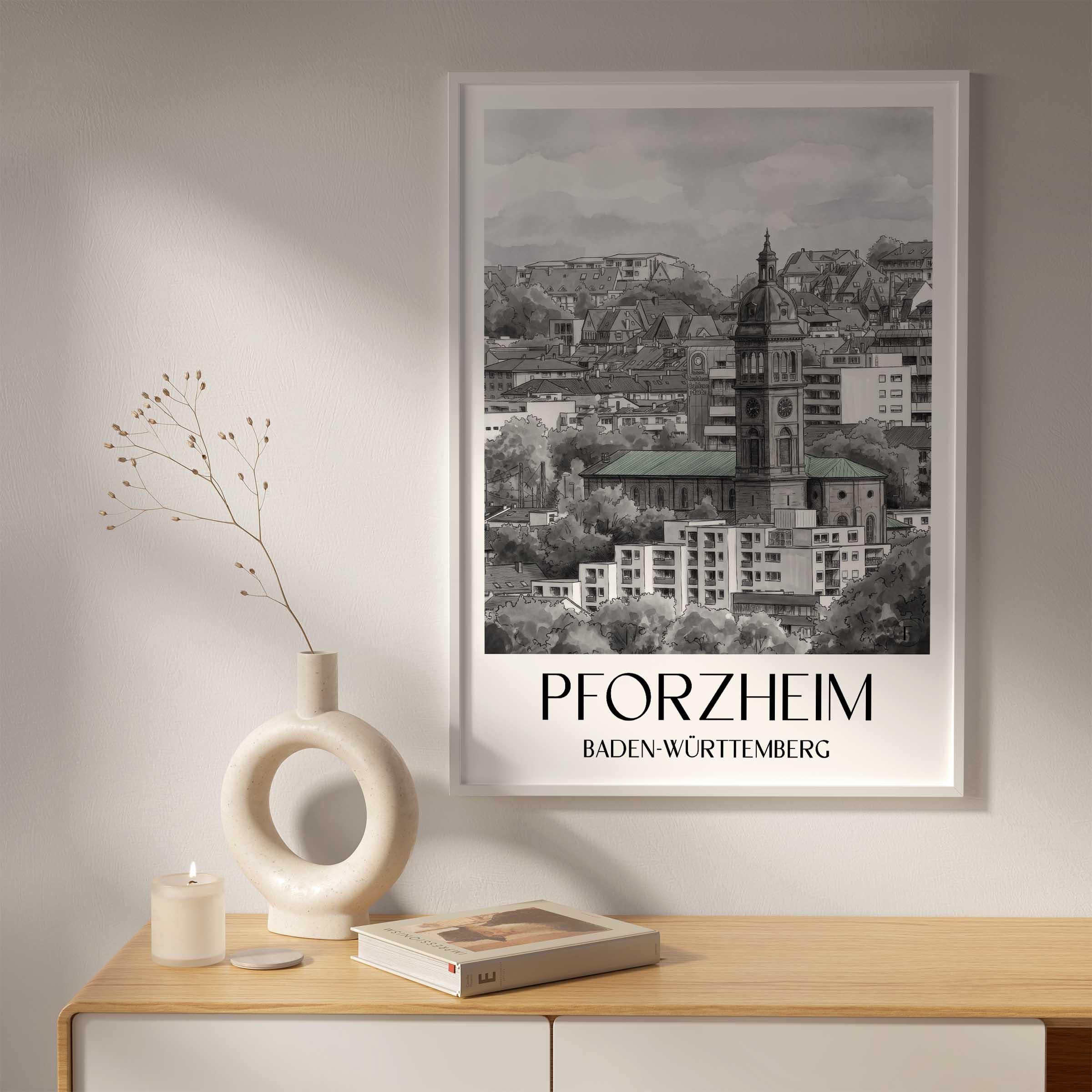 pforzheim-baden-württemberg-deutschland-poster-aquarell-schwarz-weiss