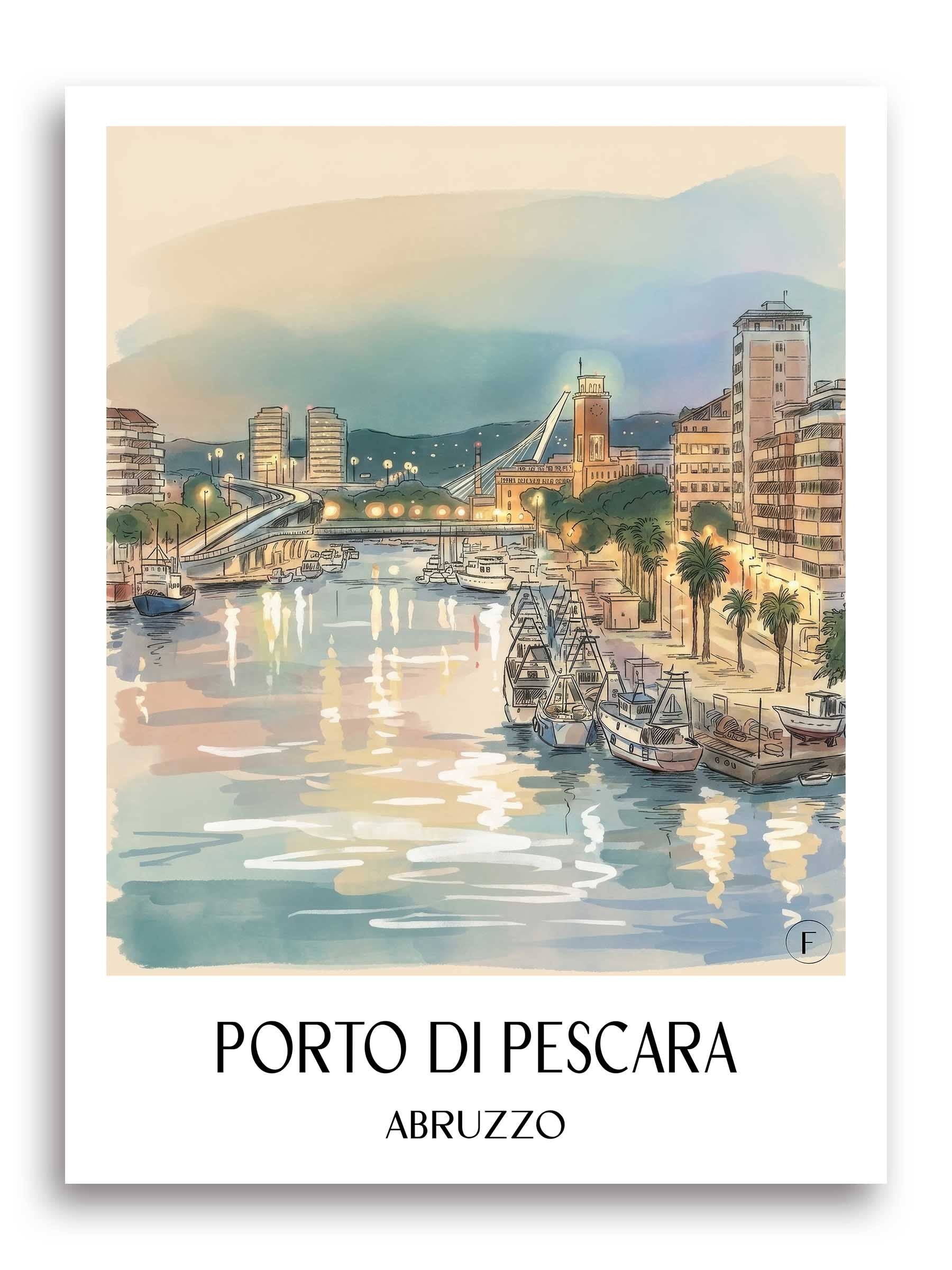 Porto di Pescara Poster - Abruzzen - Italien Kunstdruck - Aquarell von A4 bis A1