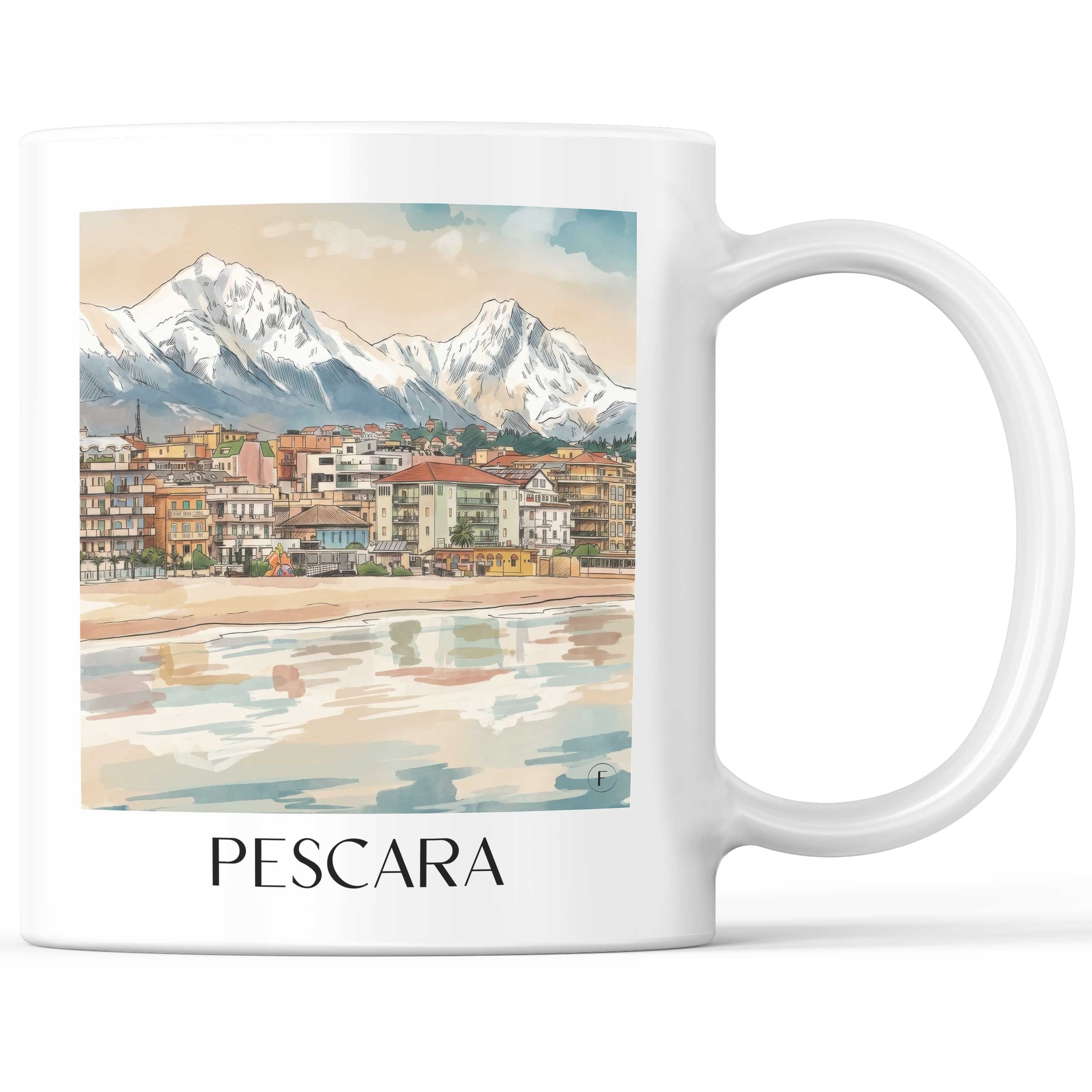 Pescara Kaffeebecher - Abruzzen - Italien Becher - Kaffeetasse im Aquarell Stil