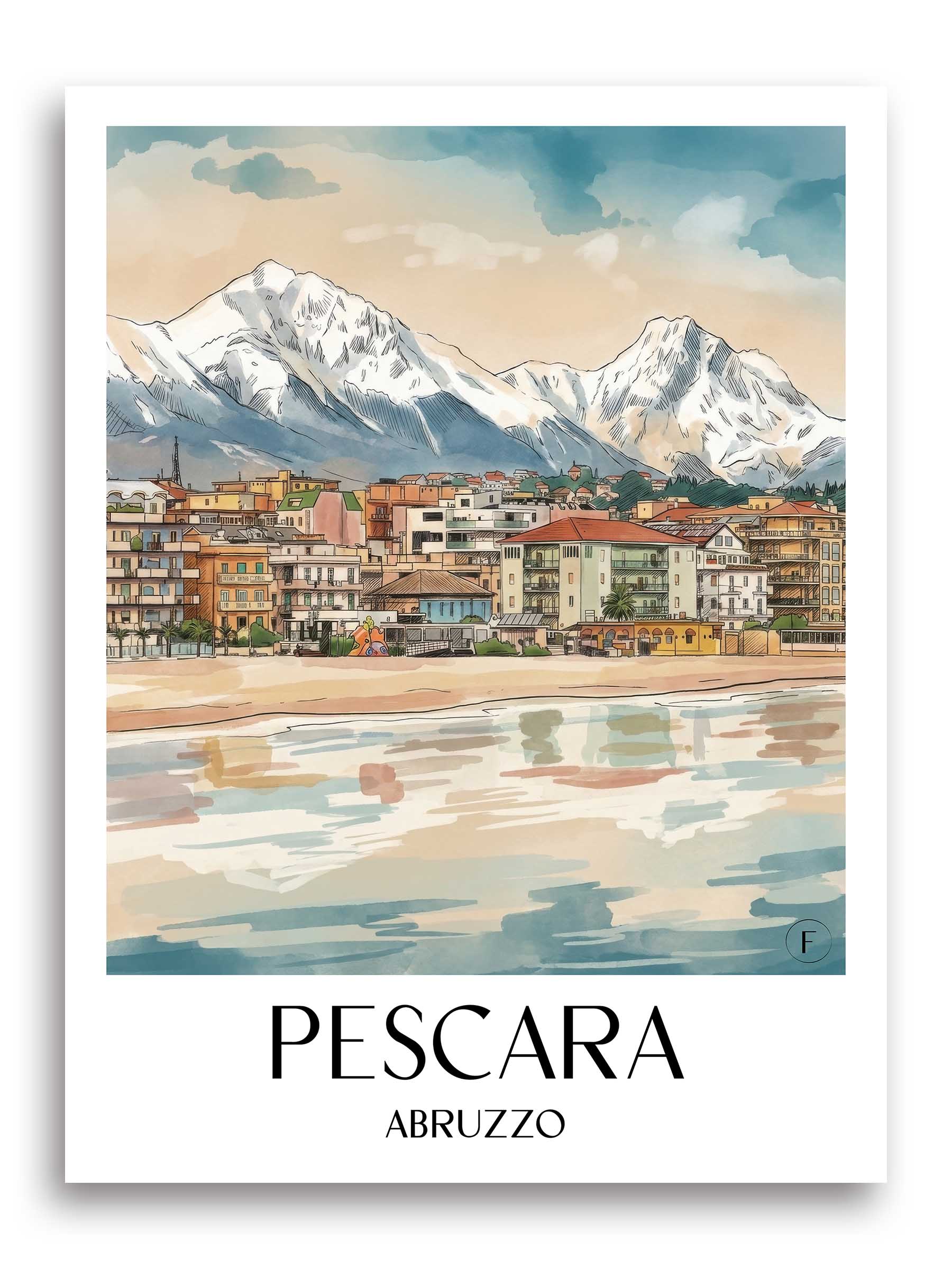 Pescara Poster - Abruzzen - Italien Kunstdruck - Aquarell von A4 bis A1