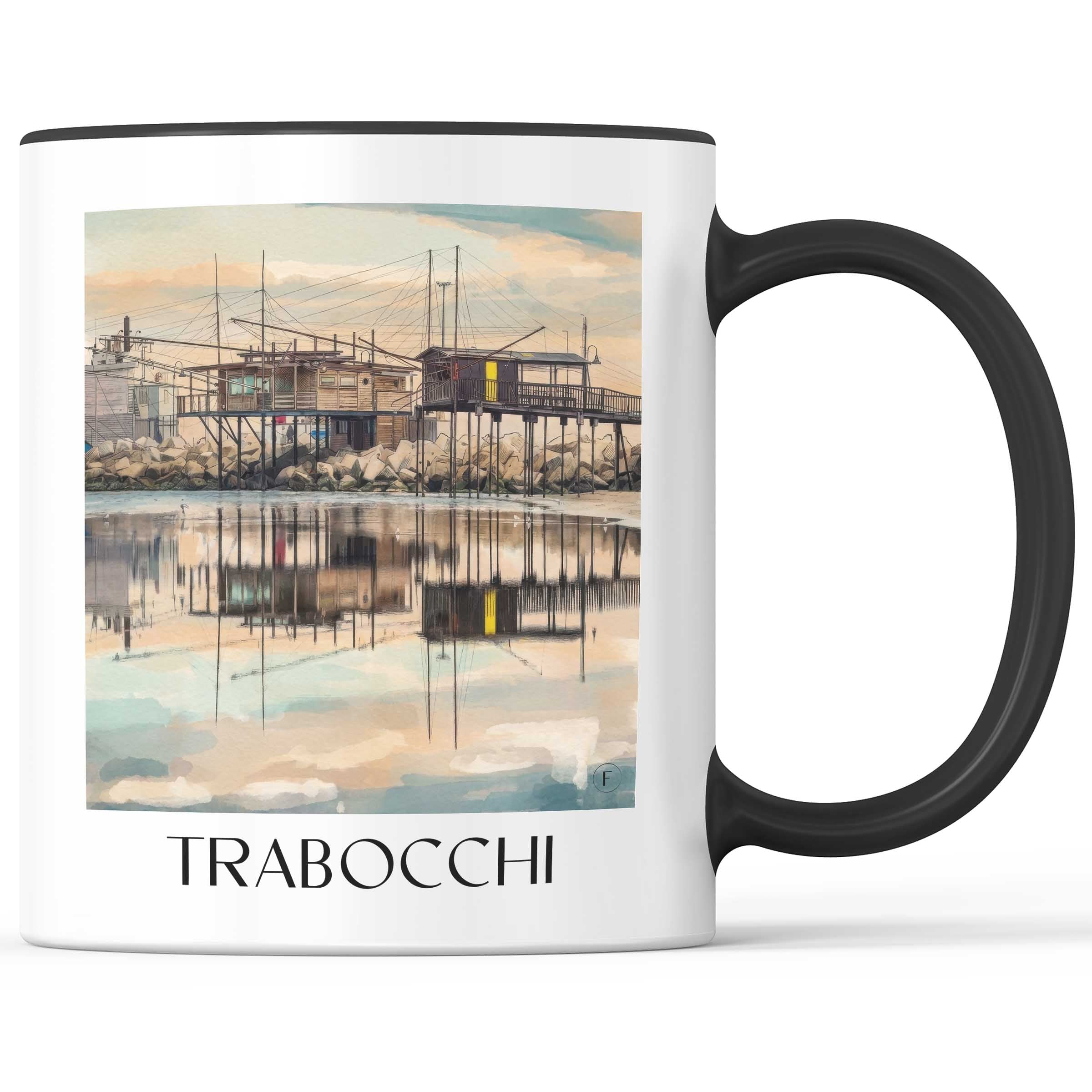 Trabocchi Kaffeebecher - Pescara - Italien Becher - Kaffeetasse im Aquarell Stil
