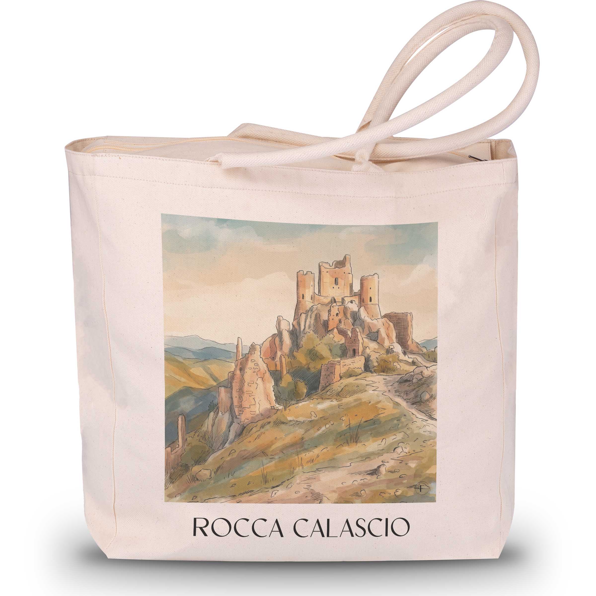 rocca-calascio-abruzzen-italien-einkaufstasche-aquarell