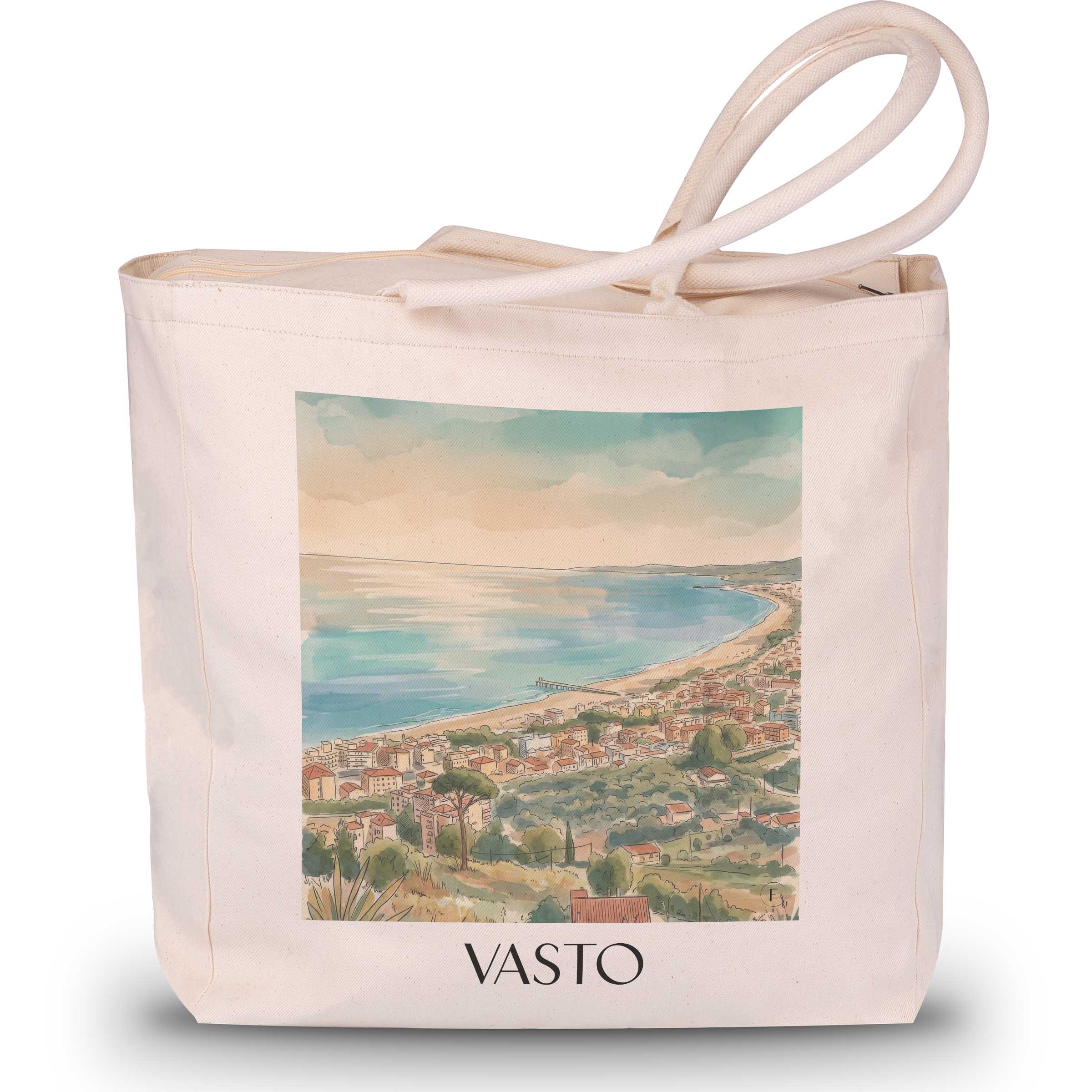 Vasto Shopping Tasche - Abruzzen - Italien Tote Bag - Einkaufstasche im Aquarell Stil