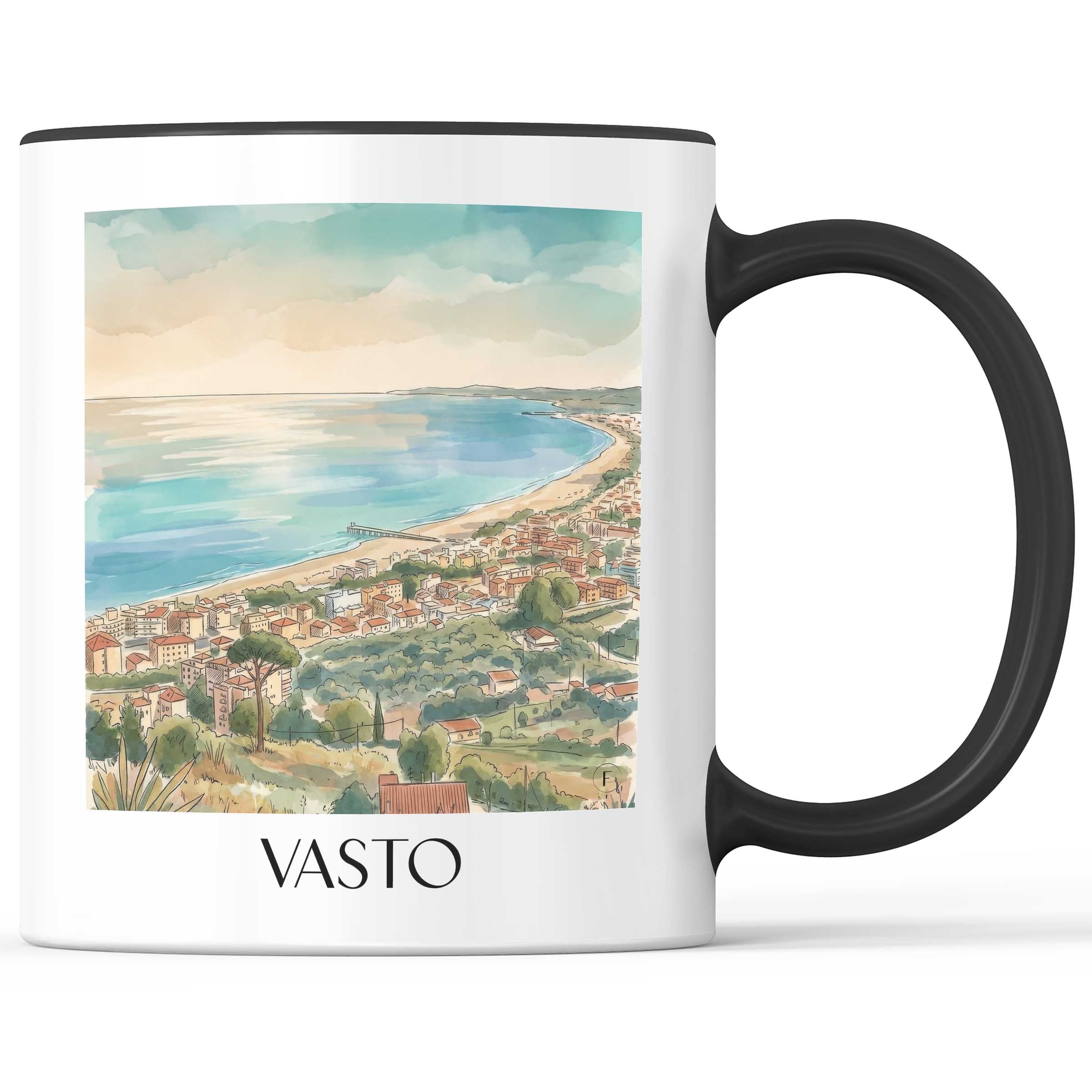 Vasto Kaffeebecher - Abruzzen - Italien Becher - Kaffeetasse im Aquarell Stil