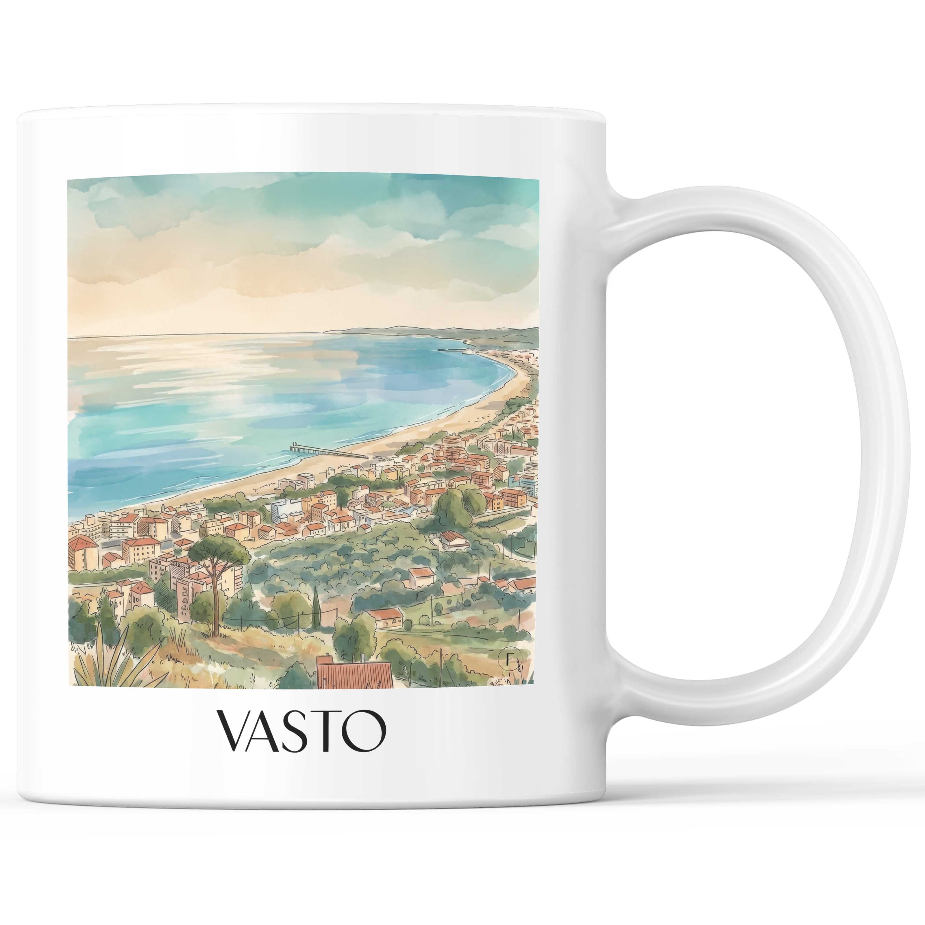 Vasto Kaffeebecher - Abruzzen - Italien Becher - Kaffeetasse im Aquarell Stil