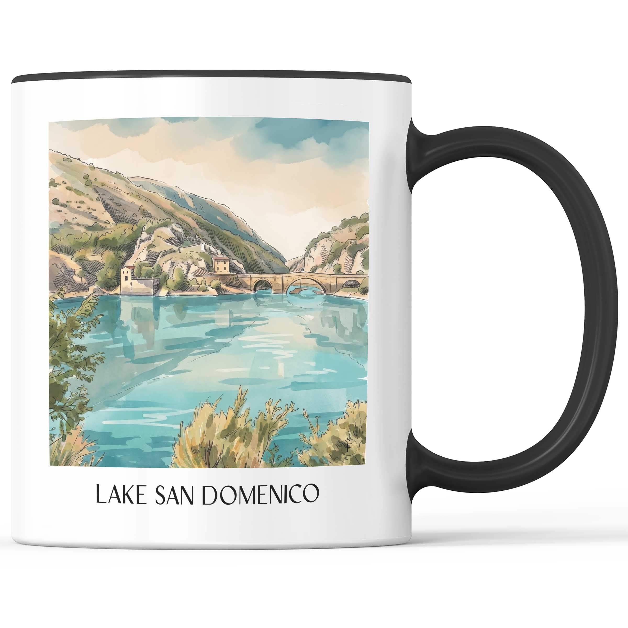 Lago di San Domenico Kaffeebecher - Villalago - Italien Becher - Kaffeetasse im Aquarell Stil