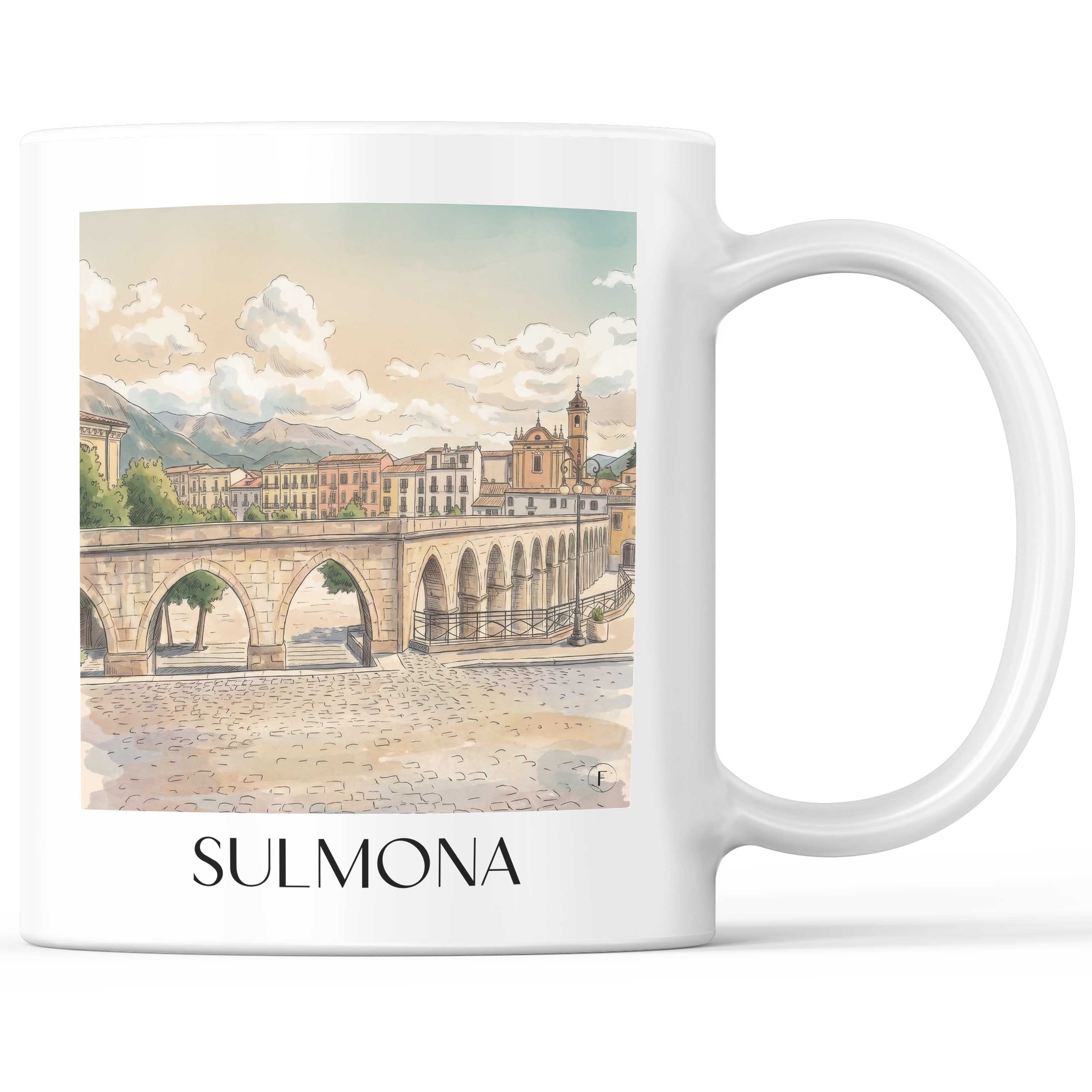 Sulmona Kaffeebecher - L´Aquila - Italien Becher - Kaffeetasse im Aquarell Stil