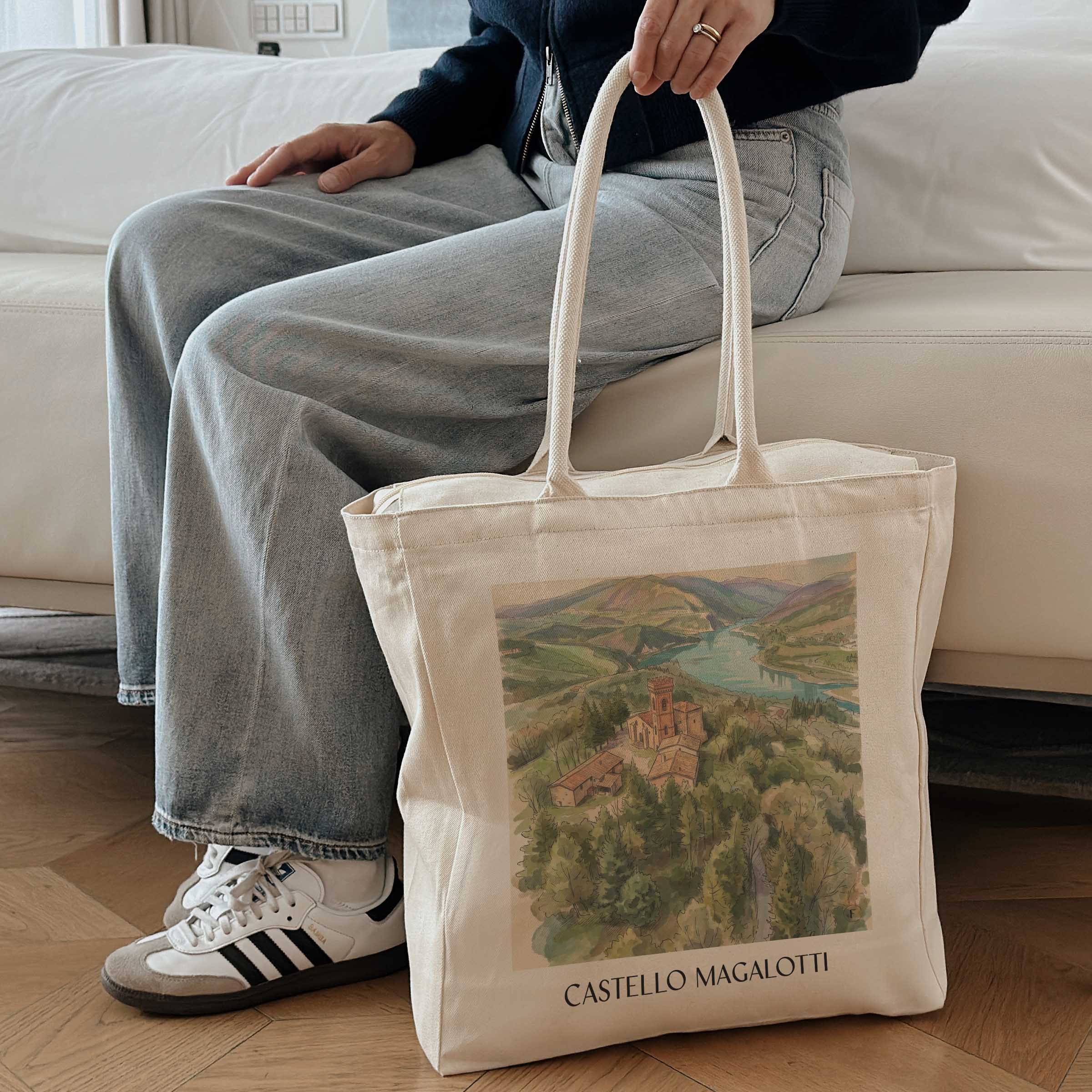 castello-magalotti-fiastra-italien-einkaufstasche-aquarell
