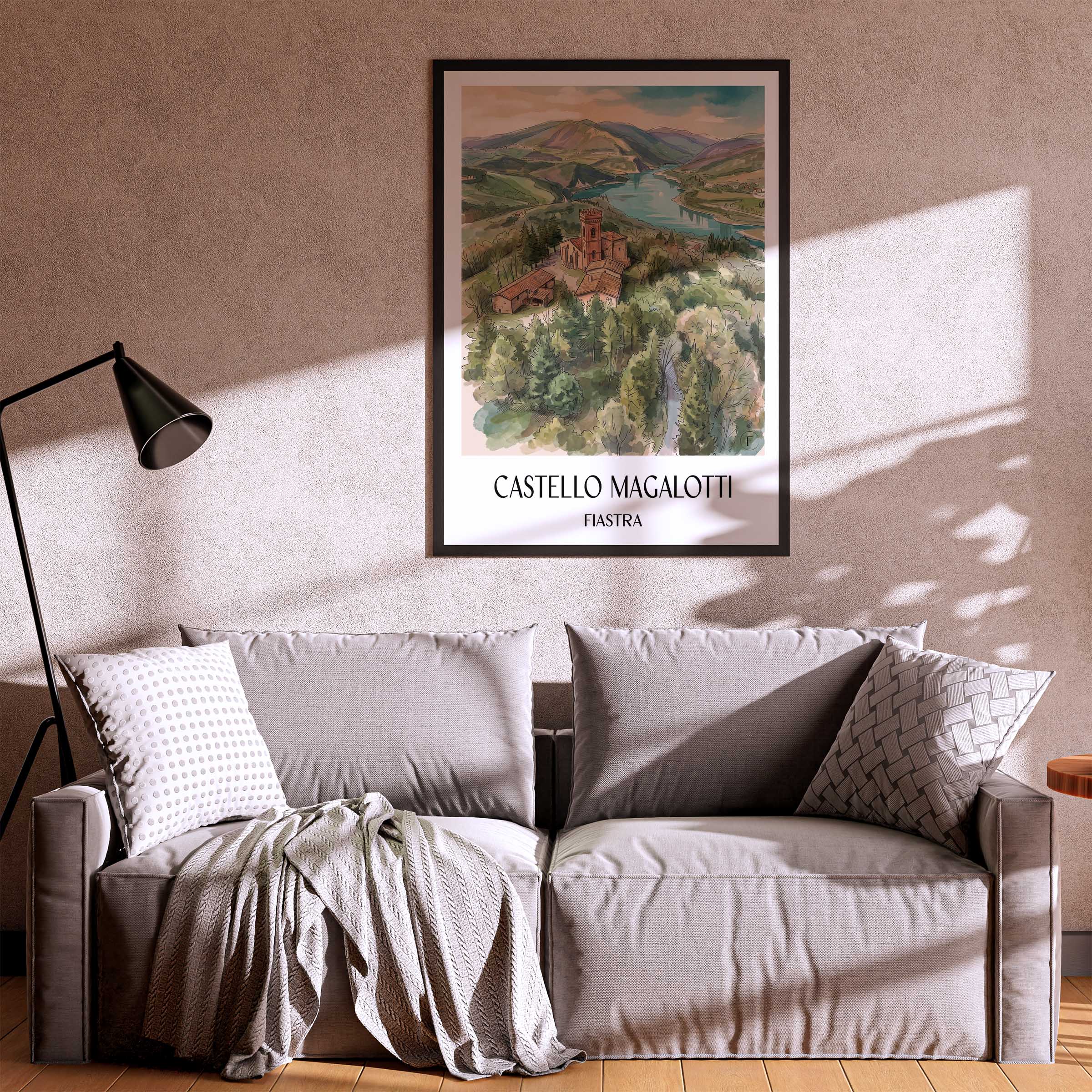castello-magalotti-fiastra-italien-poster-aquarell