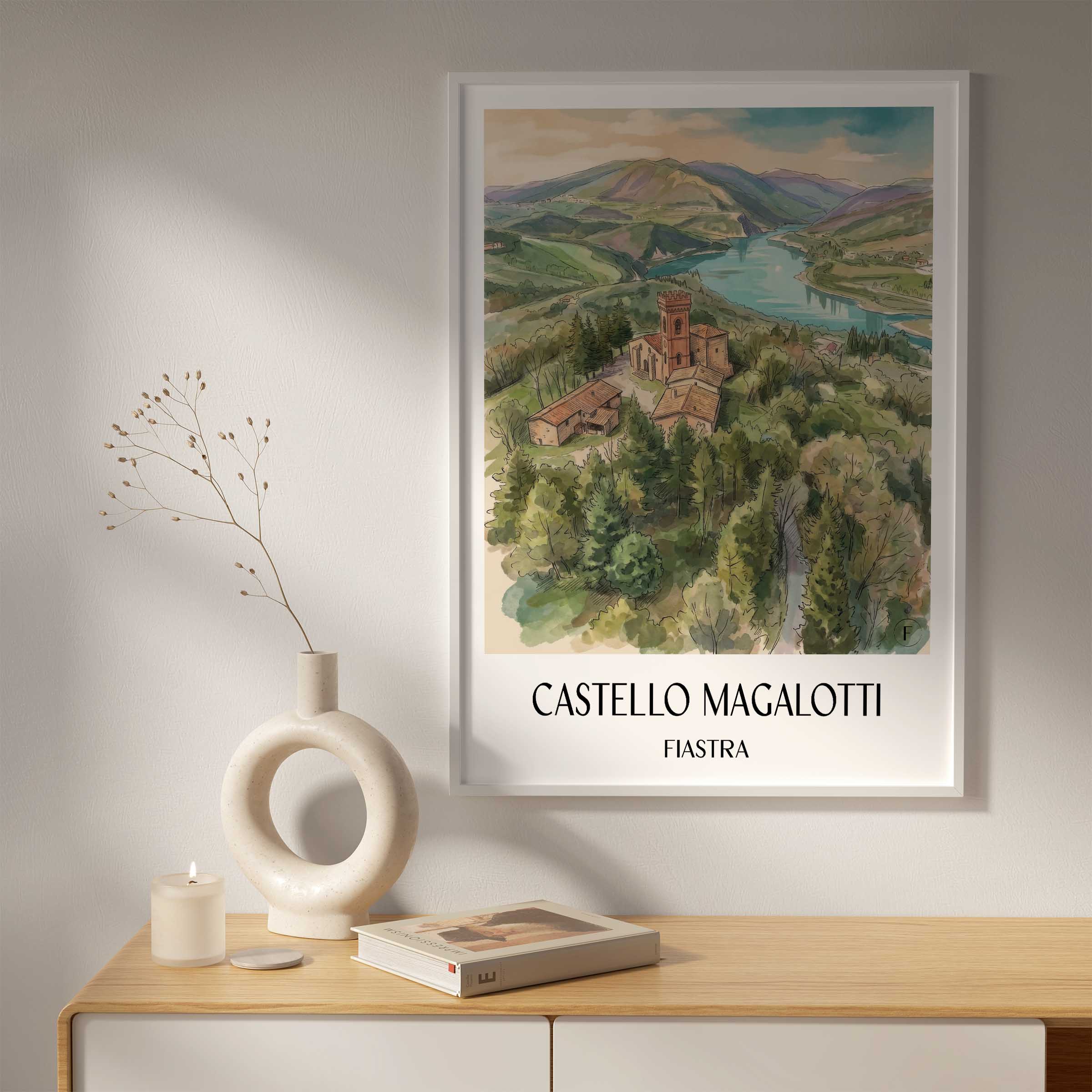 castello-magalotti-fiastra-italien-poster-aquarell