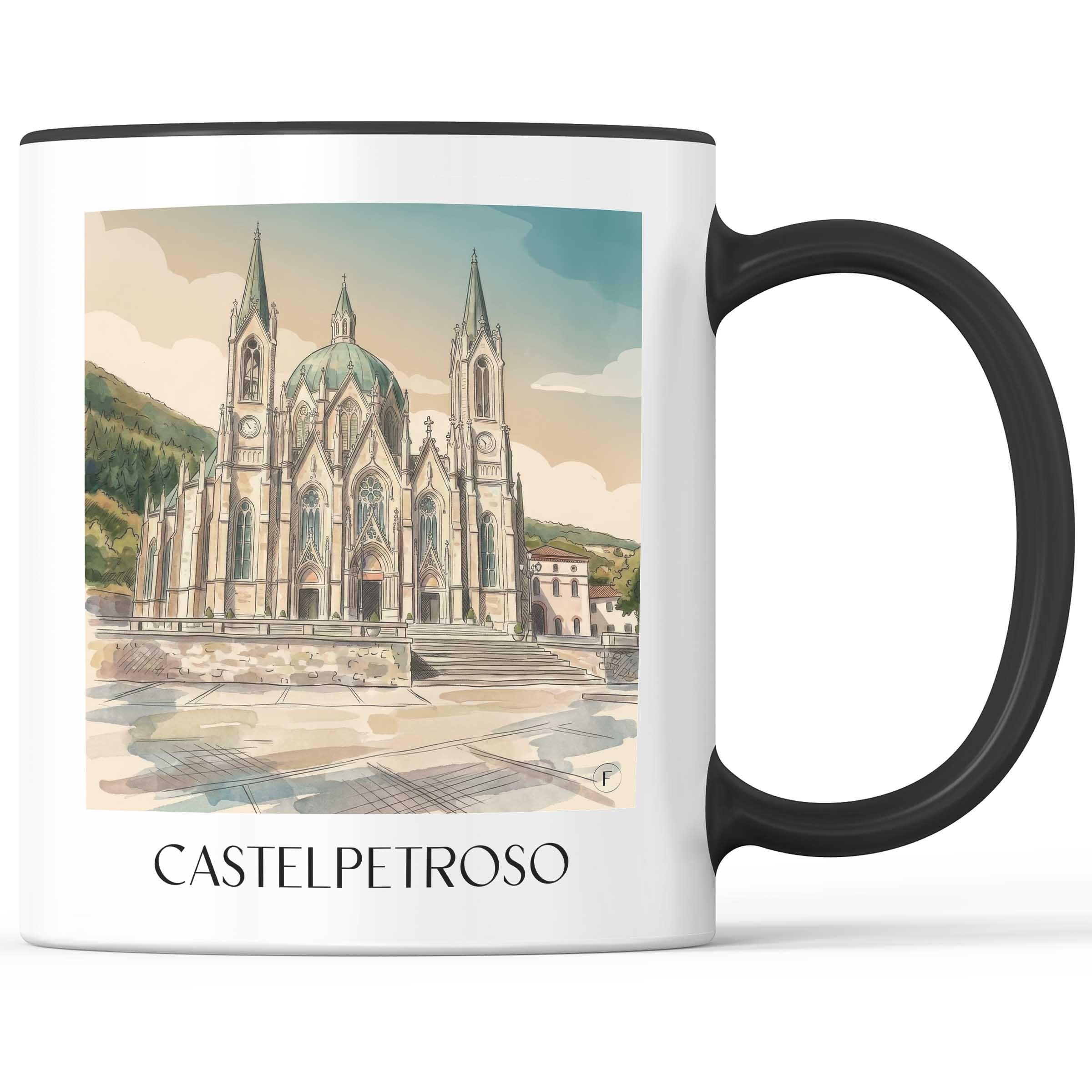 Castelpetroso Kaffeebecher - Molise - Italien Becher - Kaffeetasse im Aquarell Stil