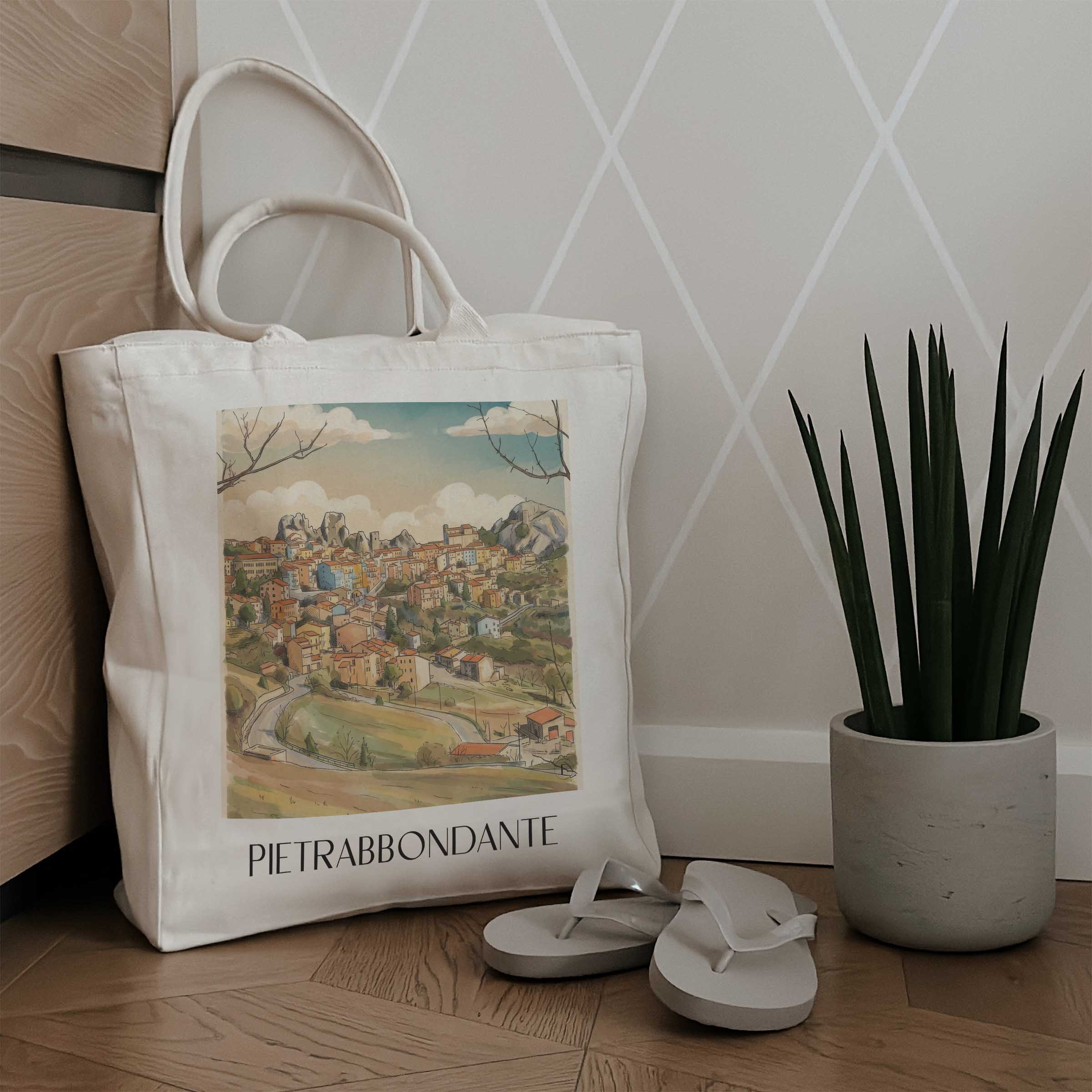 pietrabbondante-isernia-italien-einkaufstasche-aquarell