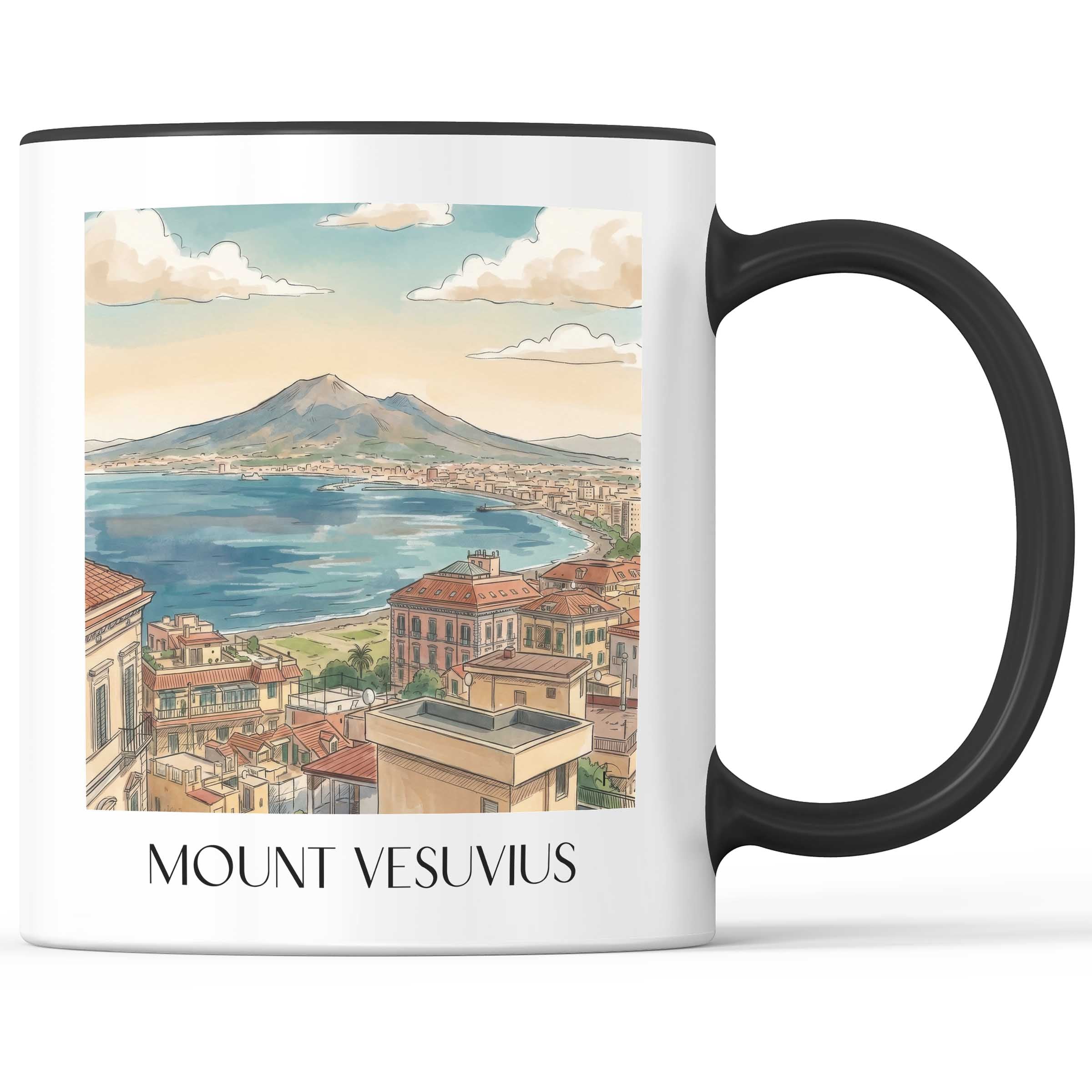 Vulkan Vesuv Kaffeebecher - Kampanien - Italien Becher - Kaffeetasse im Aquarell Stil