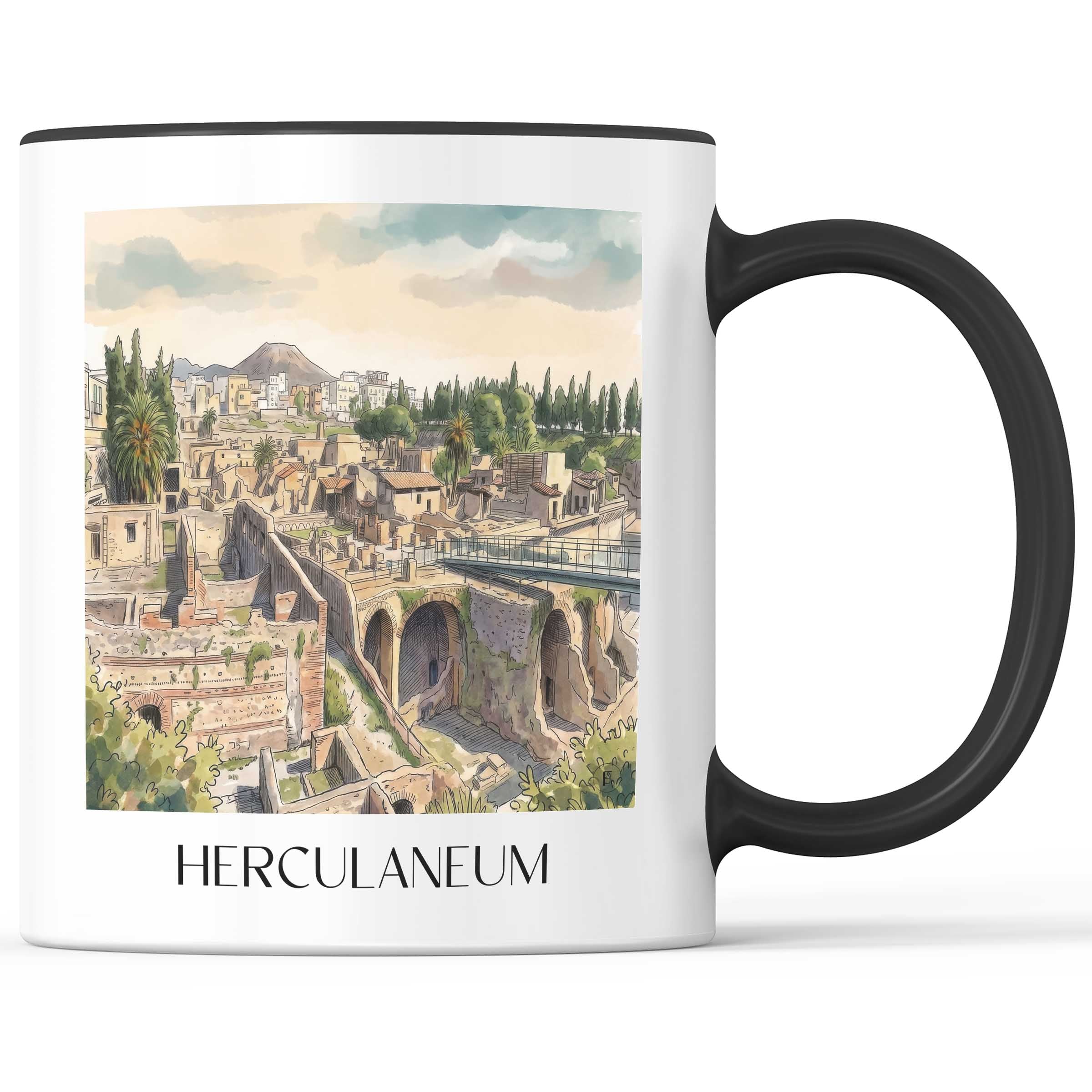 Herculaneum Kaffeebecher - Kampanien - Italien Becher - Kaffeetasse im Aquarell Stil