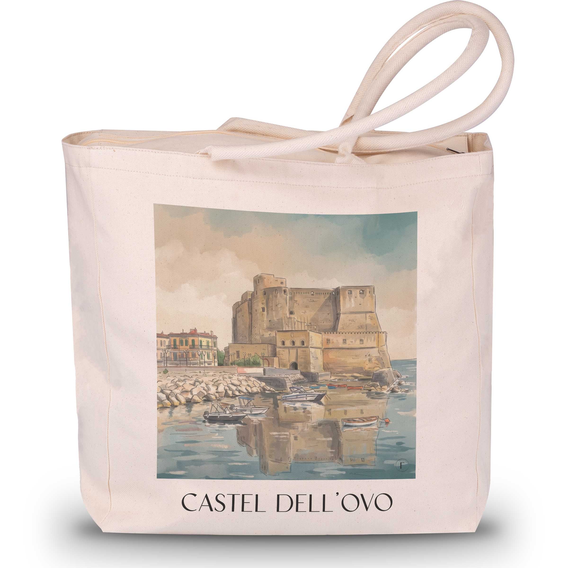 castel-dell´ovo-neapel-italien-einkaufstasche-aquarell