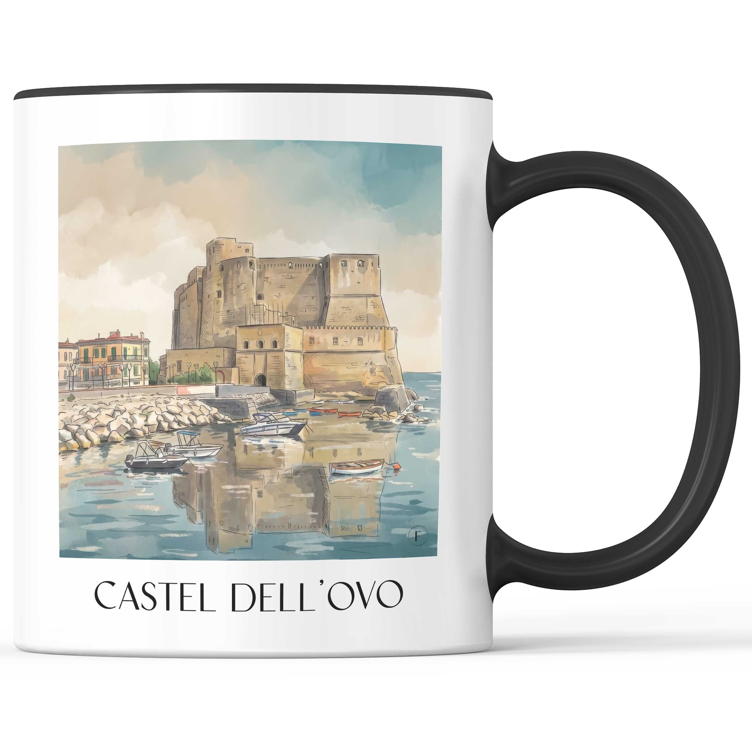 castel-dell´ovo-neapel-italien-kaffeebecher-aquarell
