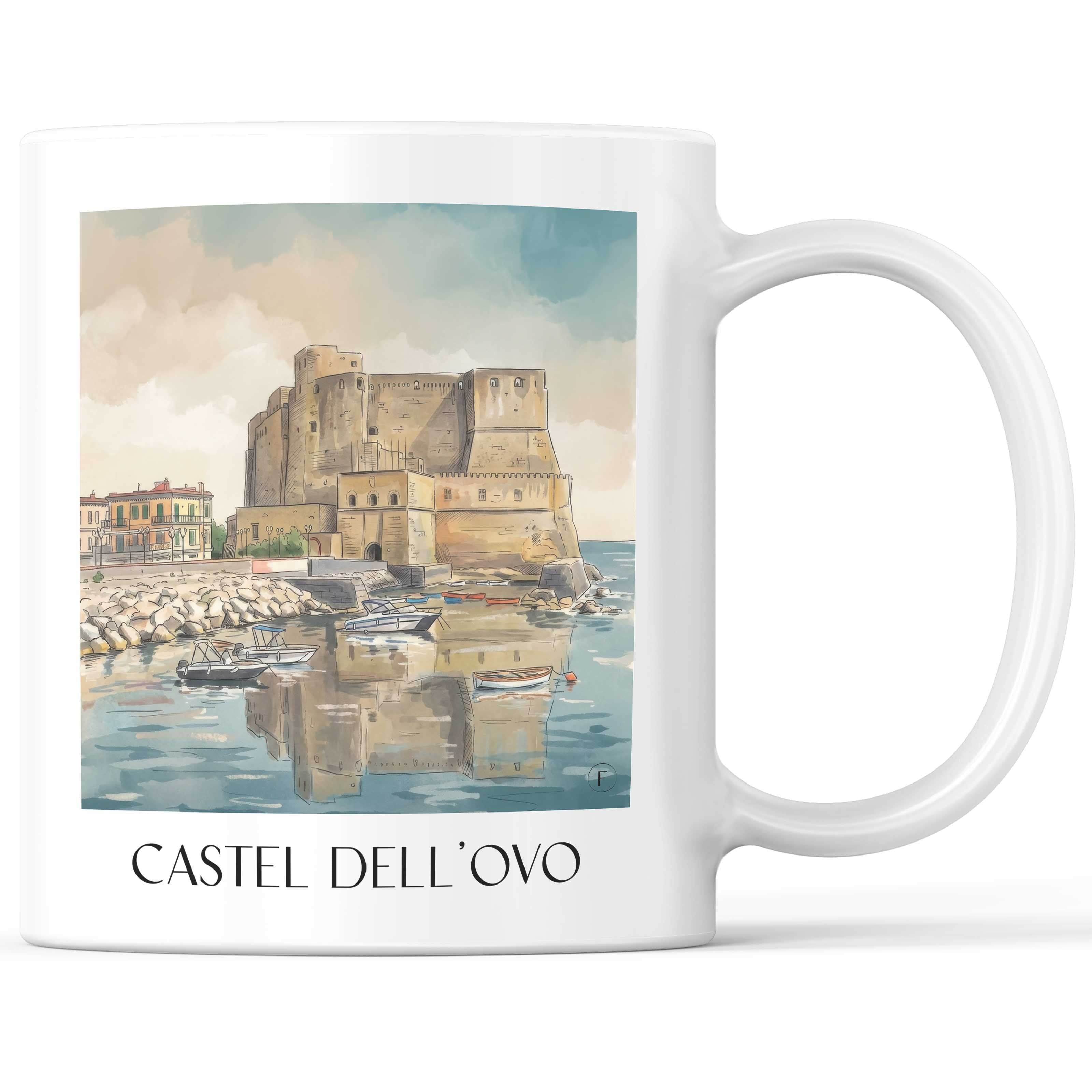Castel dell´Ovo Kaffeebecher - Neapel - Italien Becher - Kaffeetasse im Aquarell Stil