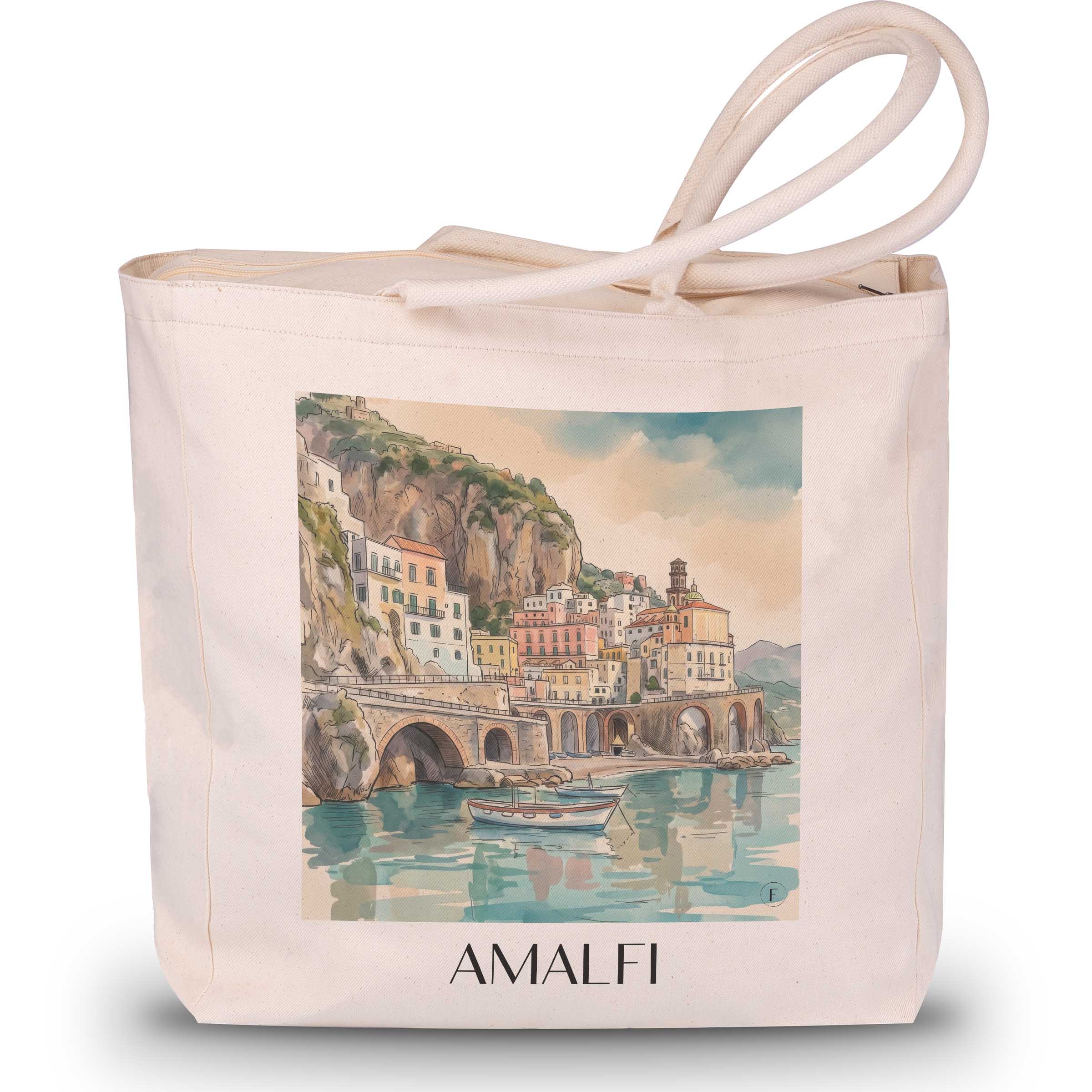 Amalfi Shopping Tasche - Kampanien - Italien Tote Bag - Einkaufstasche im Aquarell Stil
