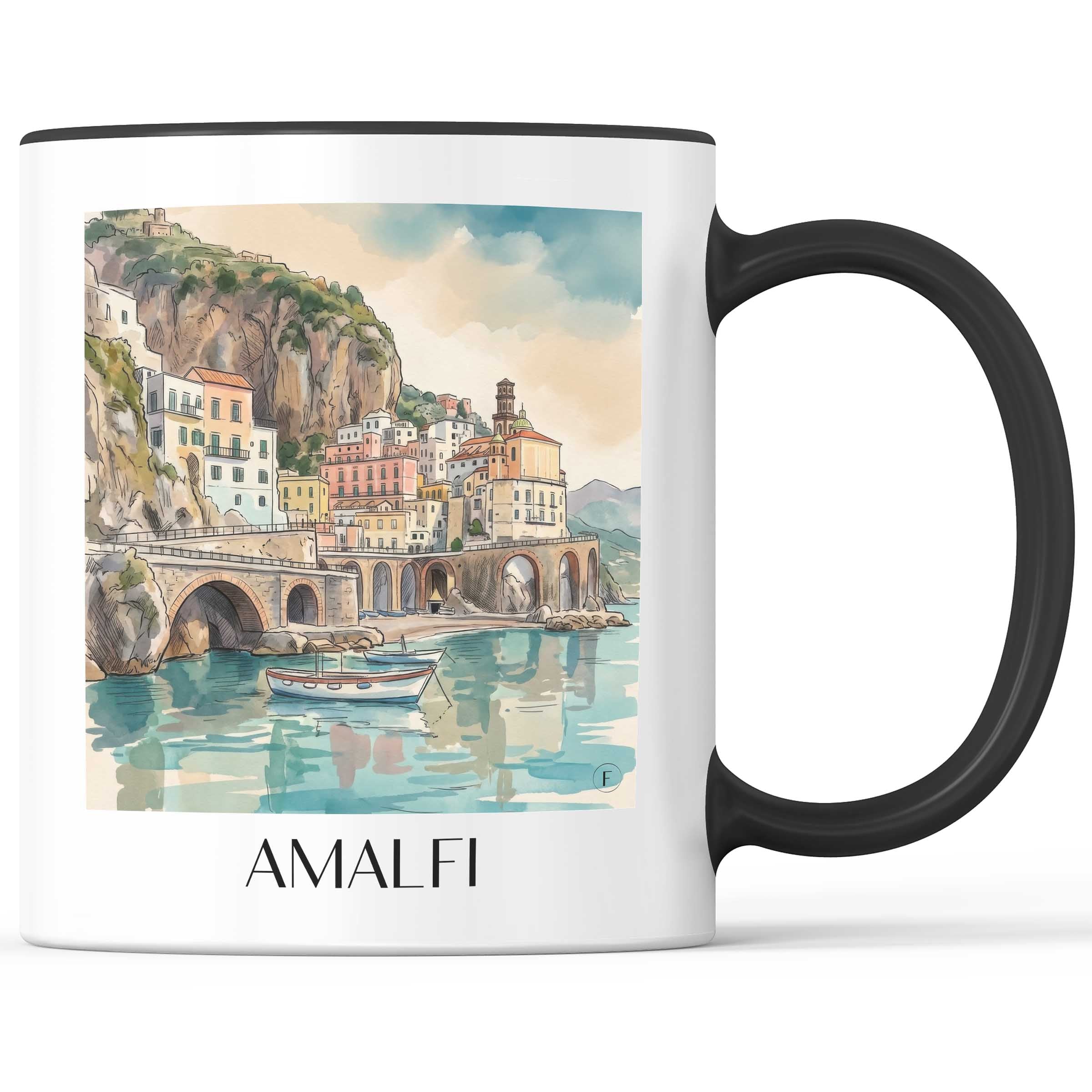 Amalfi Kaffeebecher - Kampanien - Italien Becher - Kaffeetasse im Aquarell Stil