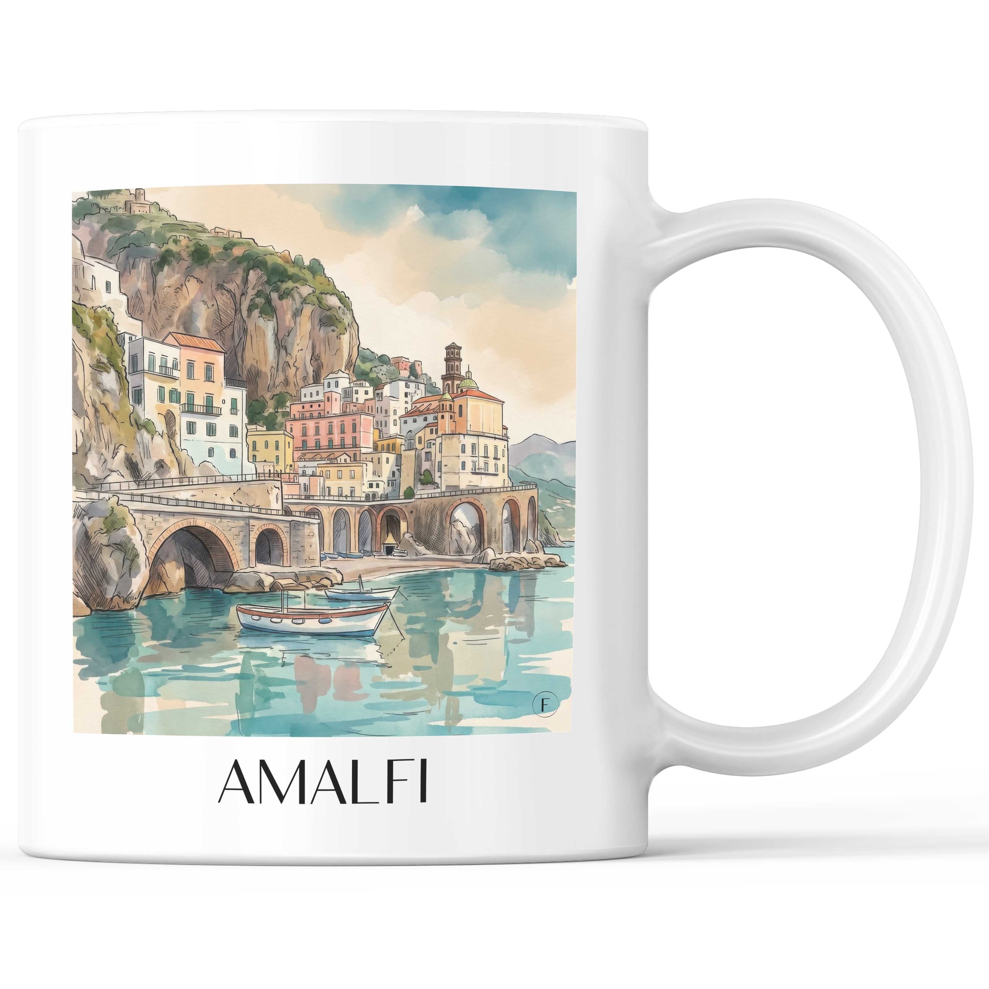 Amalfi Kaffeebecher - Kampanien - Italien Becher - Kaffeetasse im Aquarell Stil