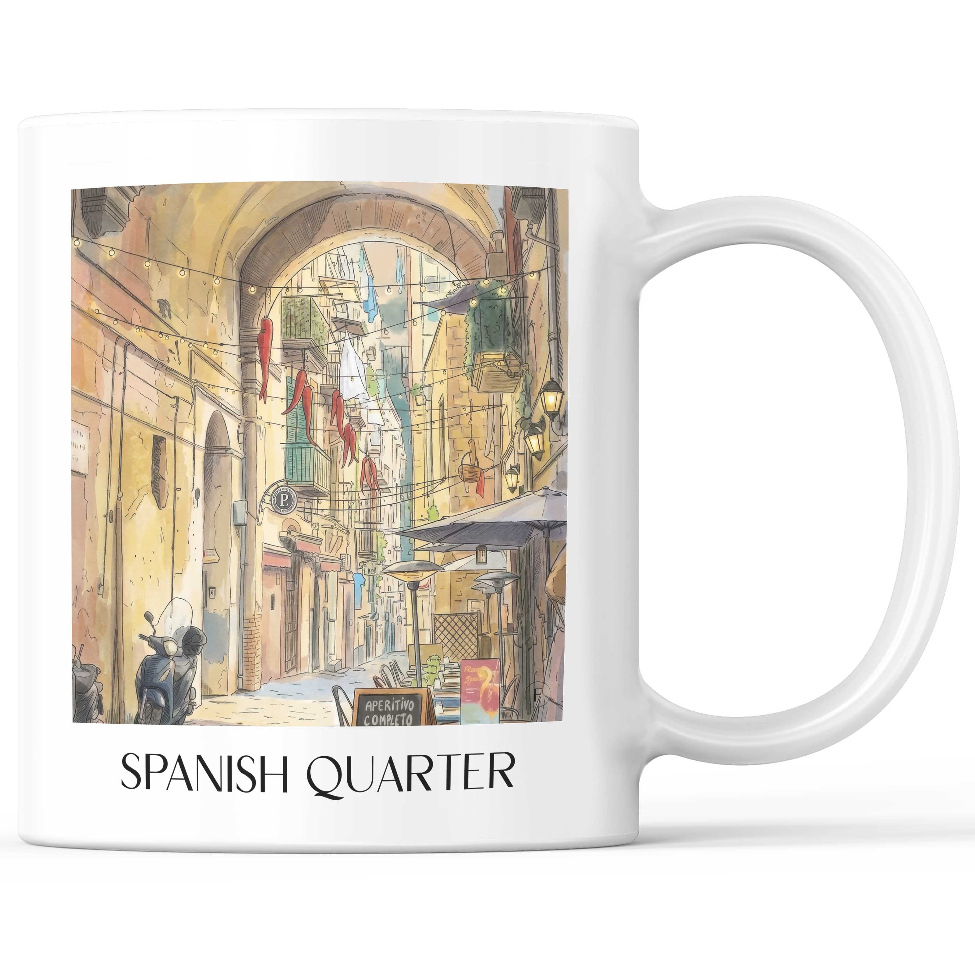 Quartieri Spagnoli Kaffeebecher - Neapel - Italien Becher - Kaffeetasse im Aquarell Stil