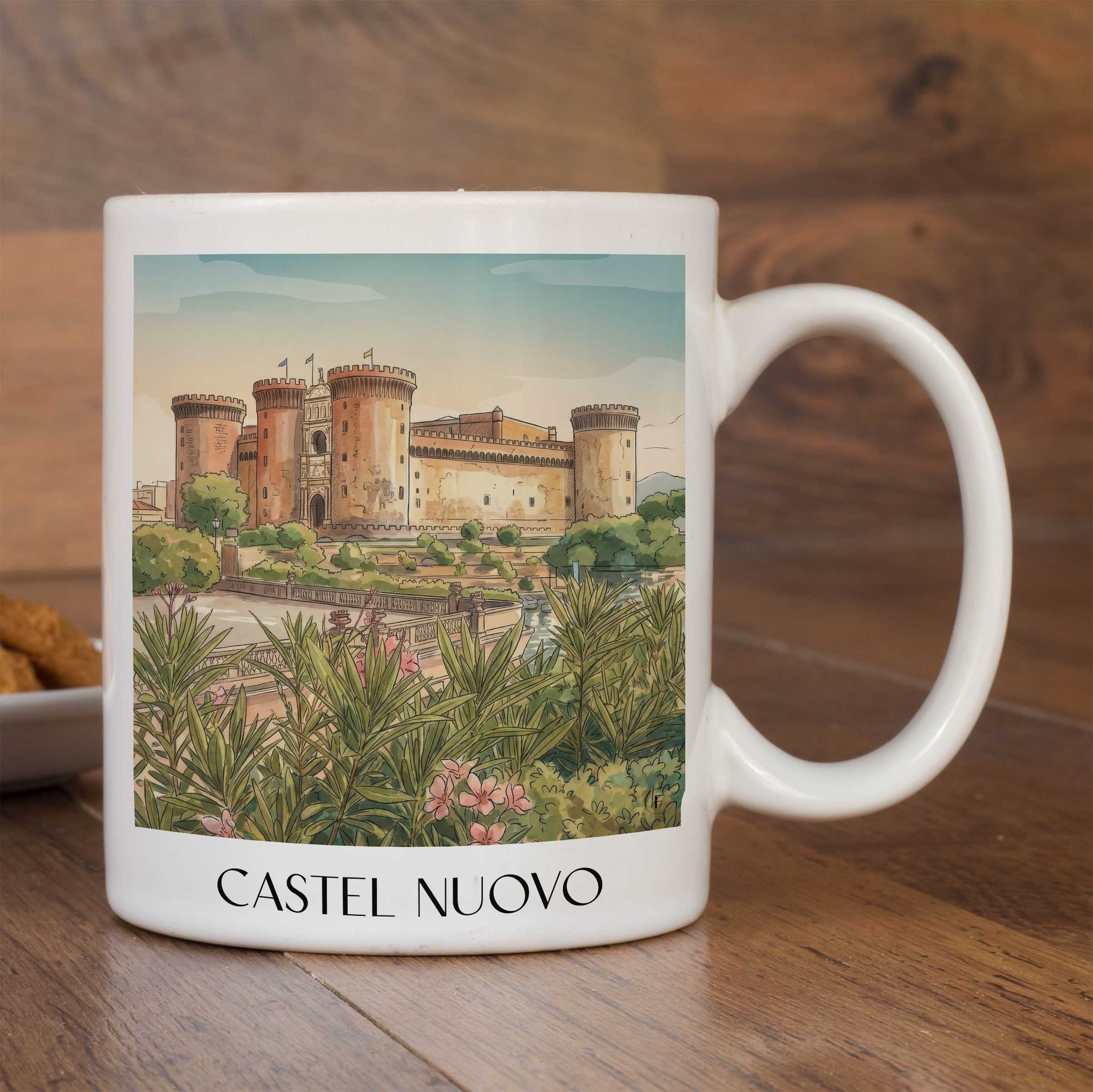 castel-nuovo-neapel-italien-kaffeebecher-aquarell