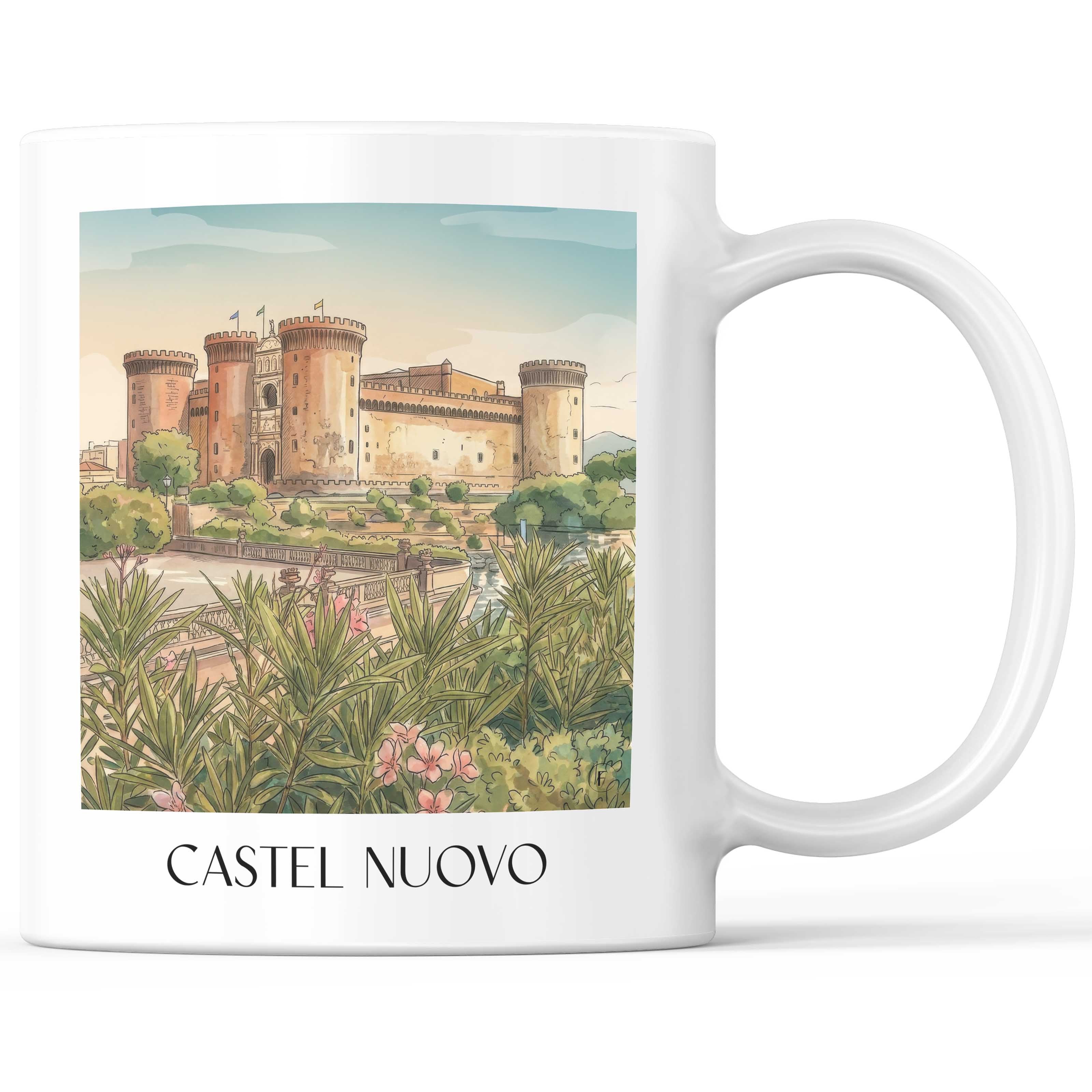 castel-nuovo-neapel-italien-kaffeebecher-aquarell