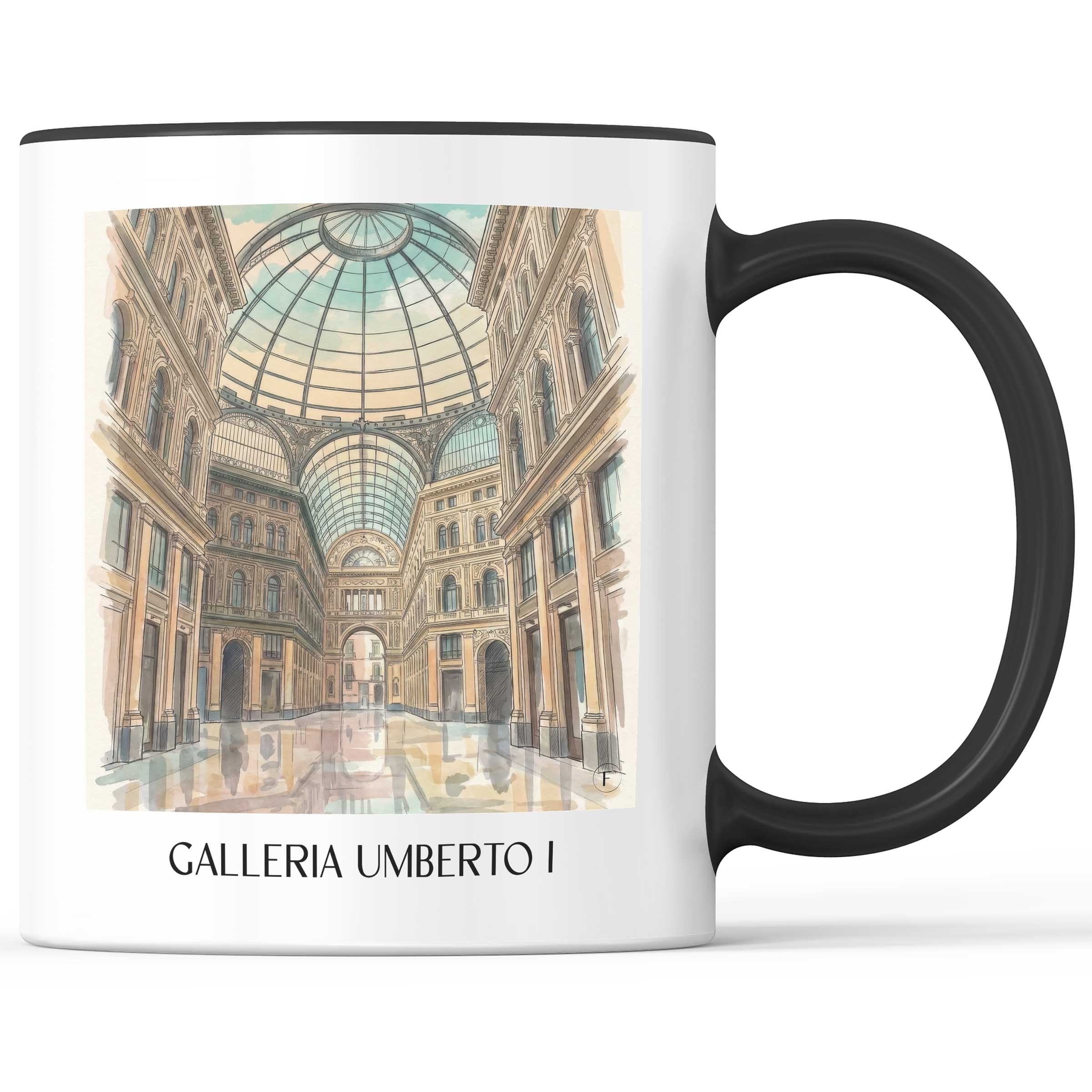 Galleria Umberto I Kaffeebecher - Neapel - Italien Becher - Kaffeetasse im Aquarell Stil