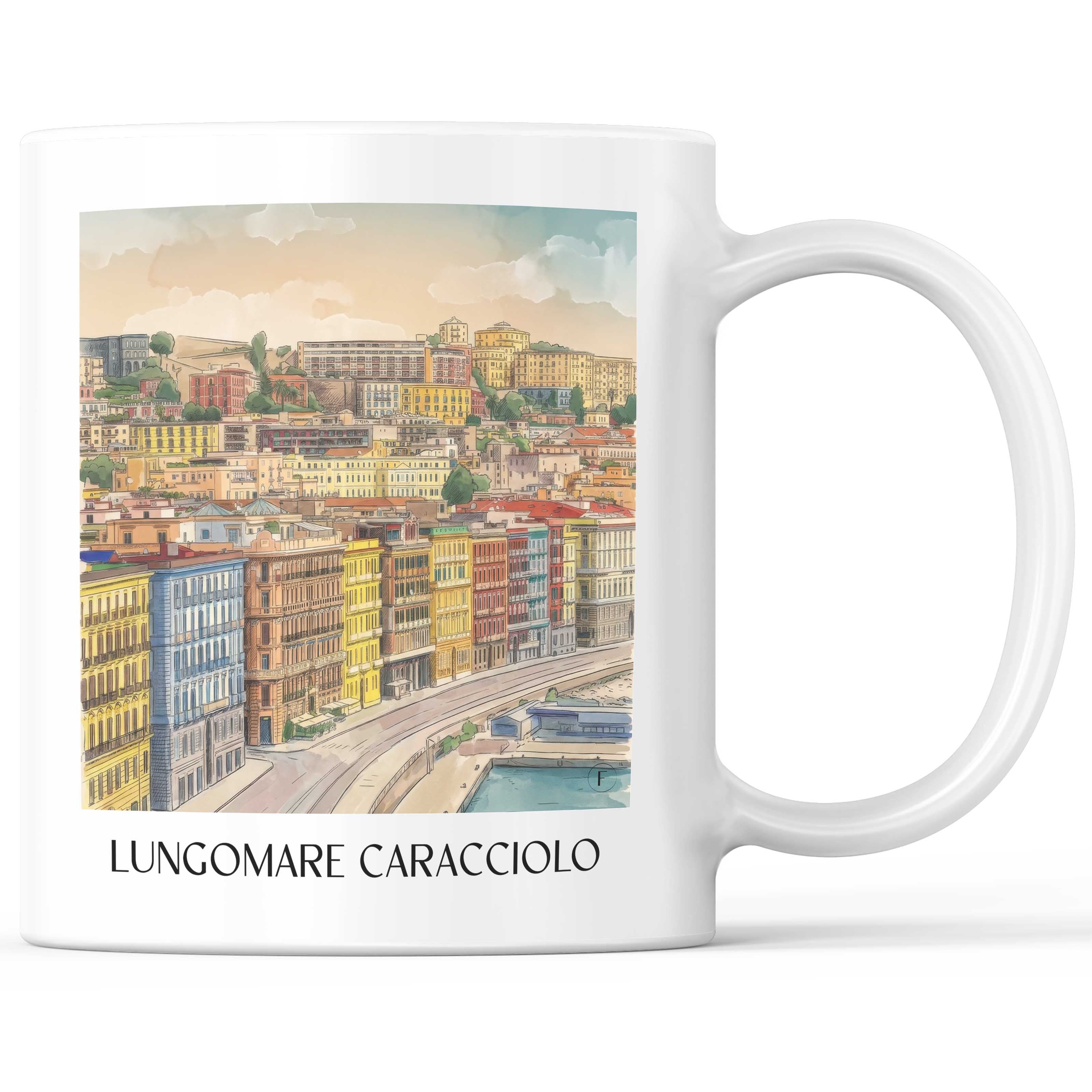 Lungomare Caracciolo Kaffeebecher - Neapel - Italien Becher - Kaffeetasse im Aquarell Stil