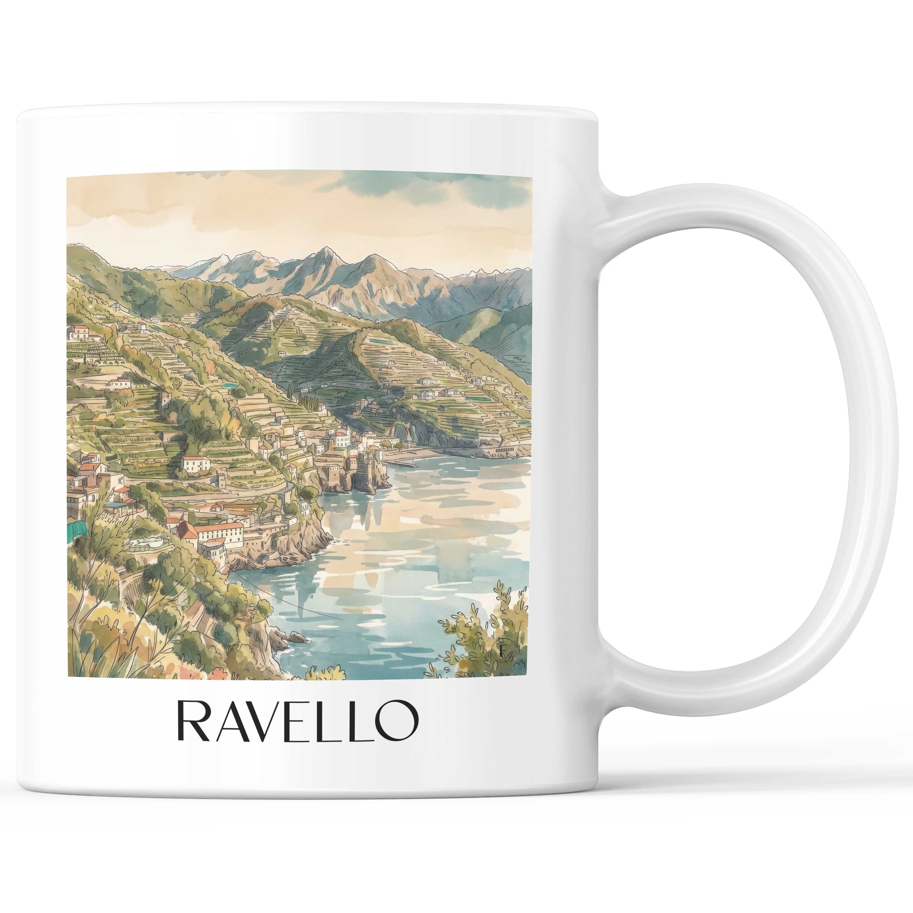 Ravello Kaffeebecher - Kampanien - Italien Becher - Kaffeetasse im Aquarell Stil