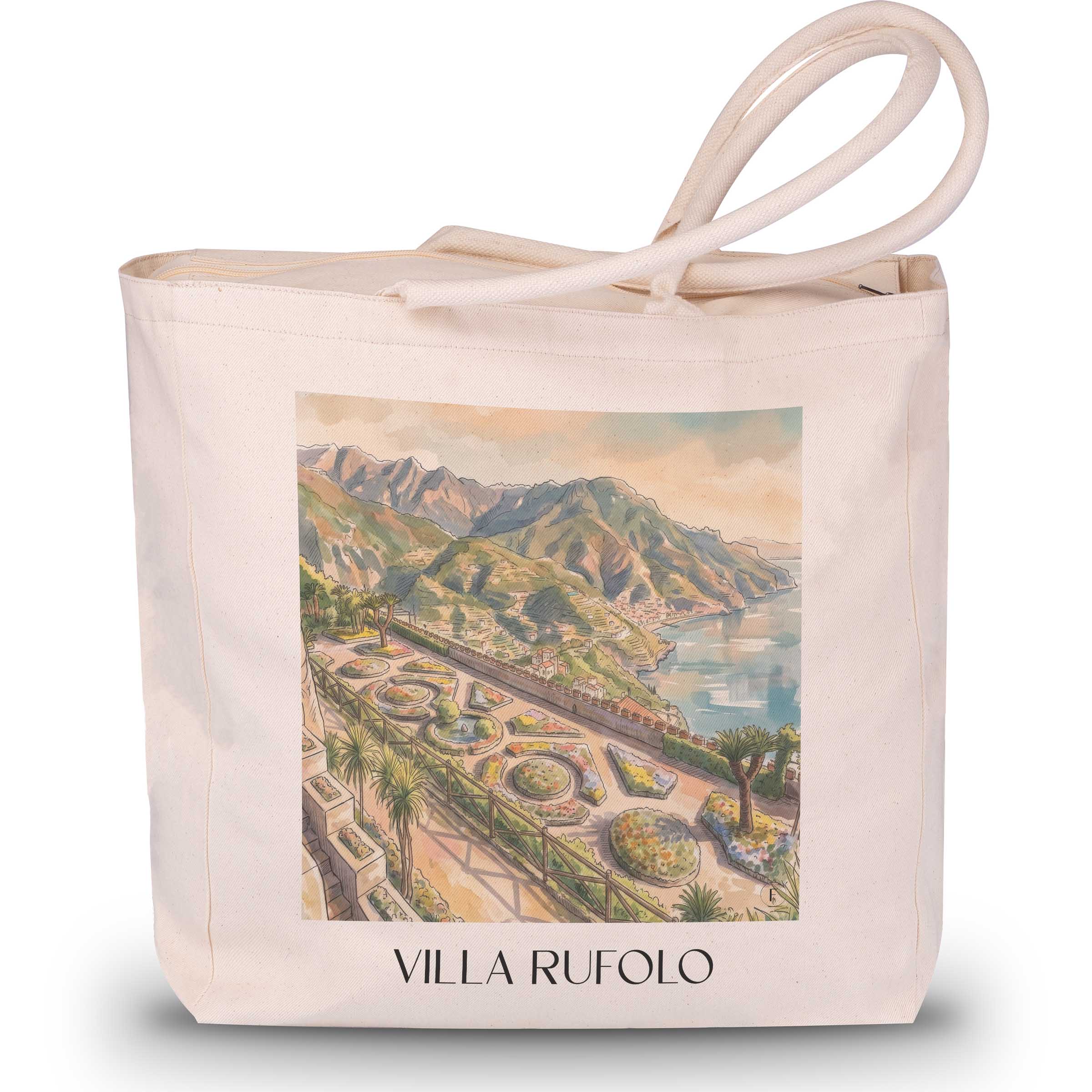 Villa Rufolo Shopping Tasche - Ravello - Italien Tote Bag - Einkaufstasche im Aquarell Stil