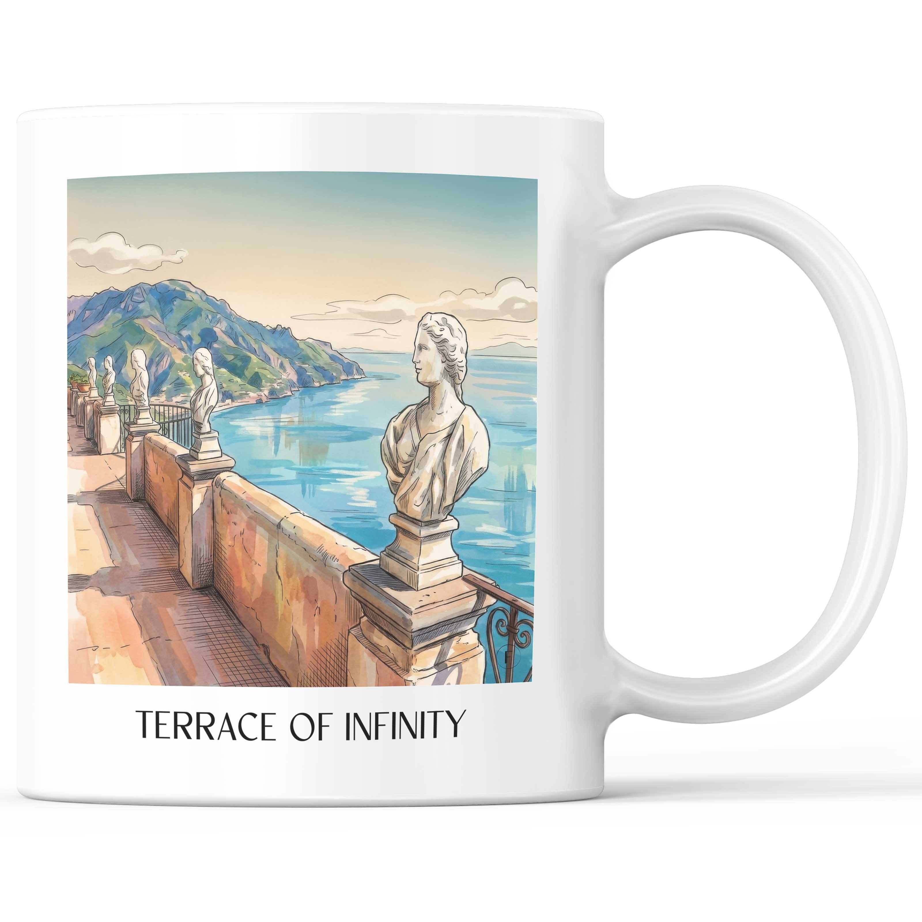 Terasse der Unendlichkeit Kaffeebecher - Ravello - Italien Becher - Kaffeetasse im Aquarell Stil