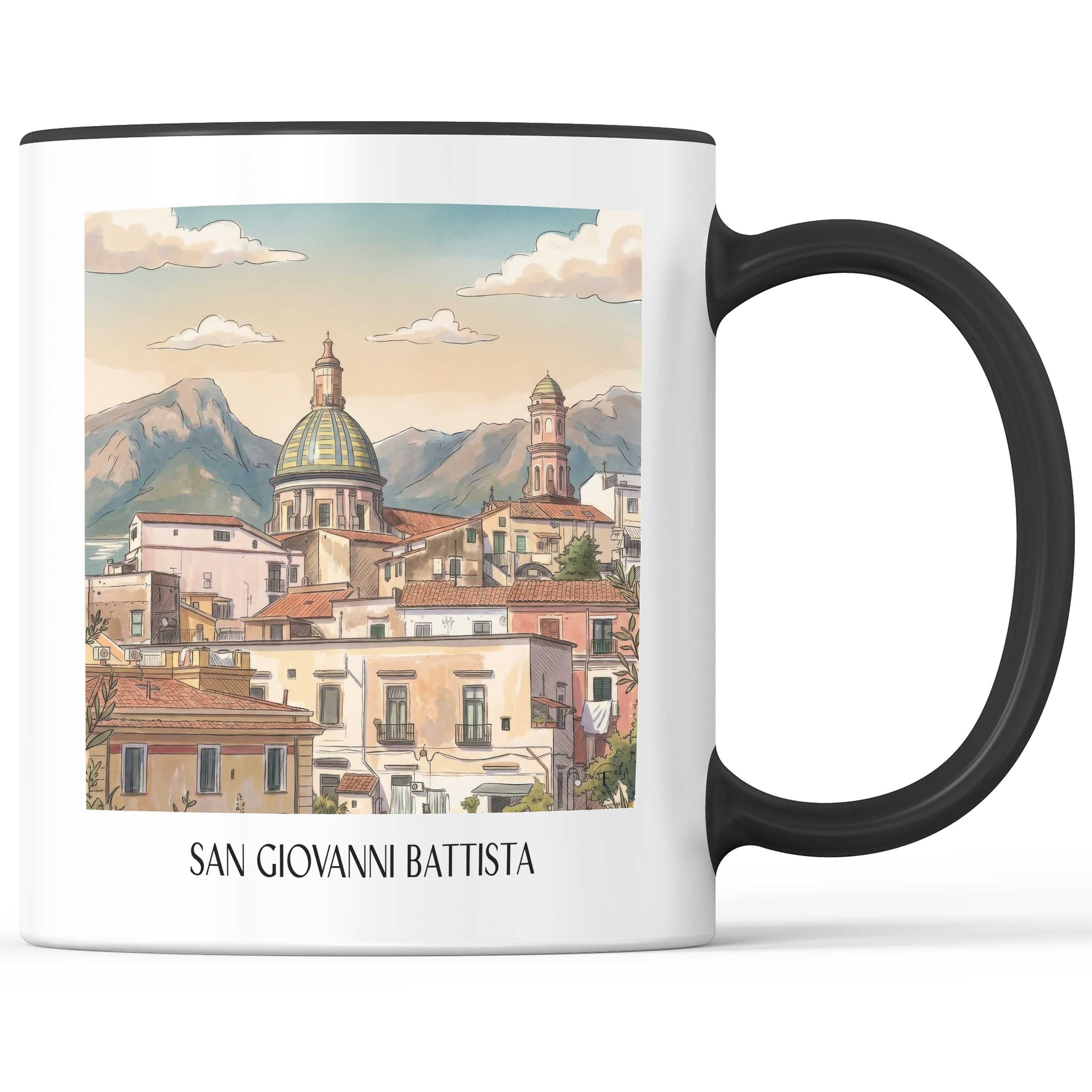 San Giovanni Battista Kaffeebecher - Vietri sul Mare - Italien Becher - Kaffeetasse im Aquarell Stil