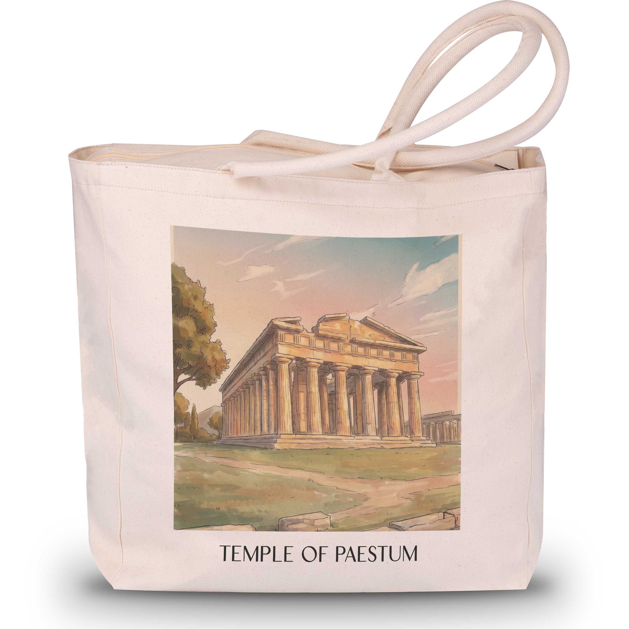 Tempel von Paestum Shopping Tasche - Kampanien - Italien Tote Bag - Einkaufstasche im Aquarell Stil
