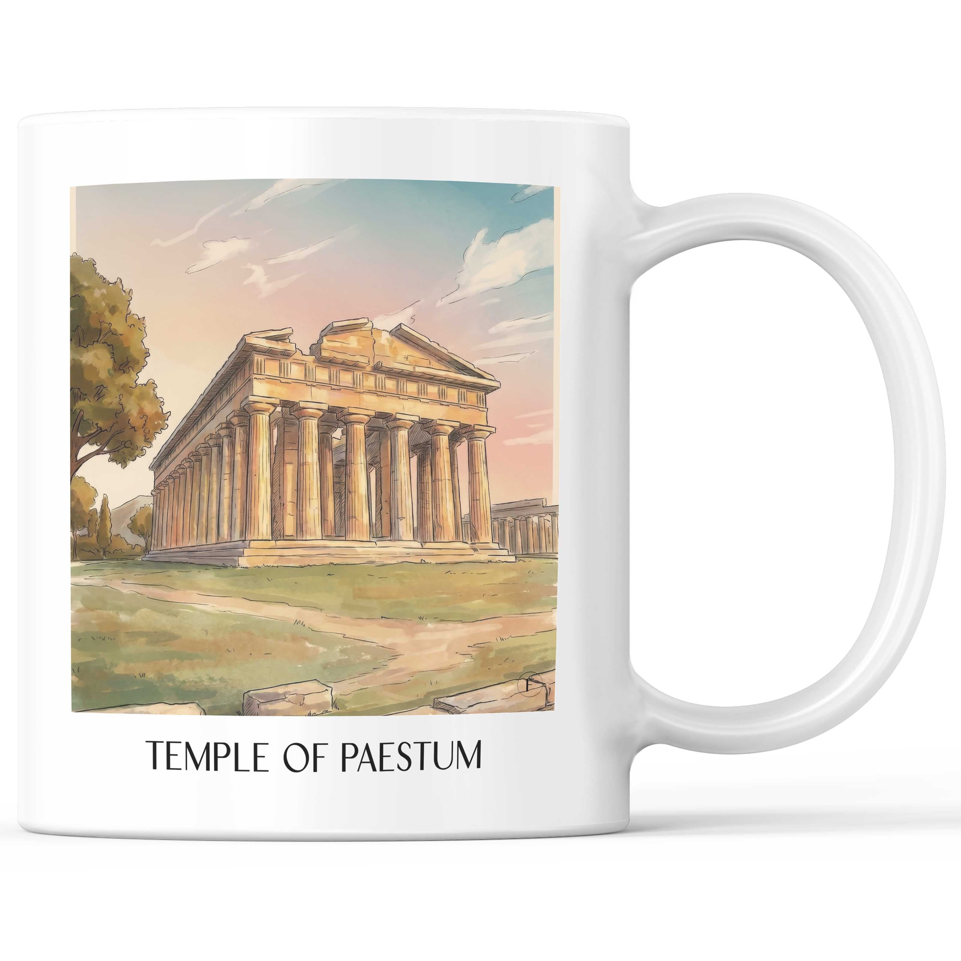 Tempel von Paestum Kaffeebecher - Kampanien - Italien Becher - Kaffeetasse im Aquarell Stil
