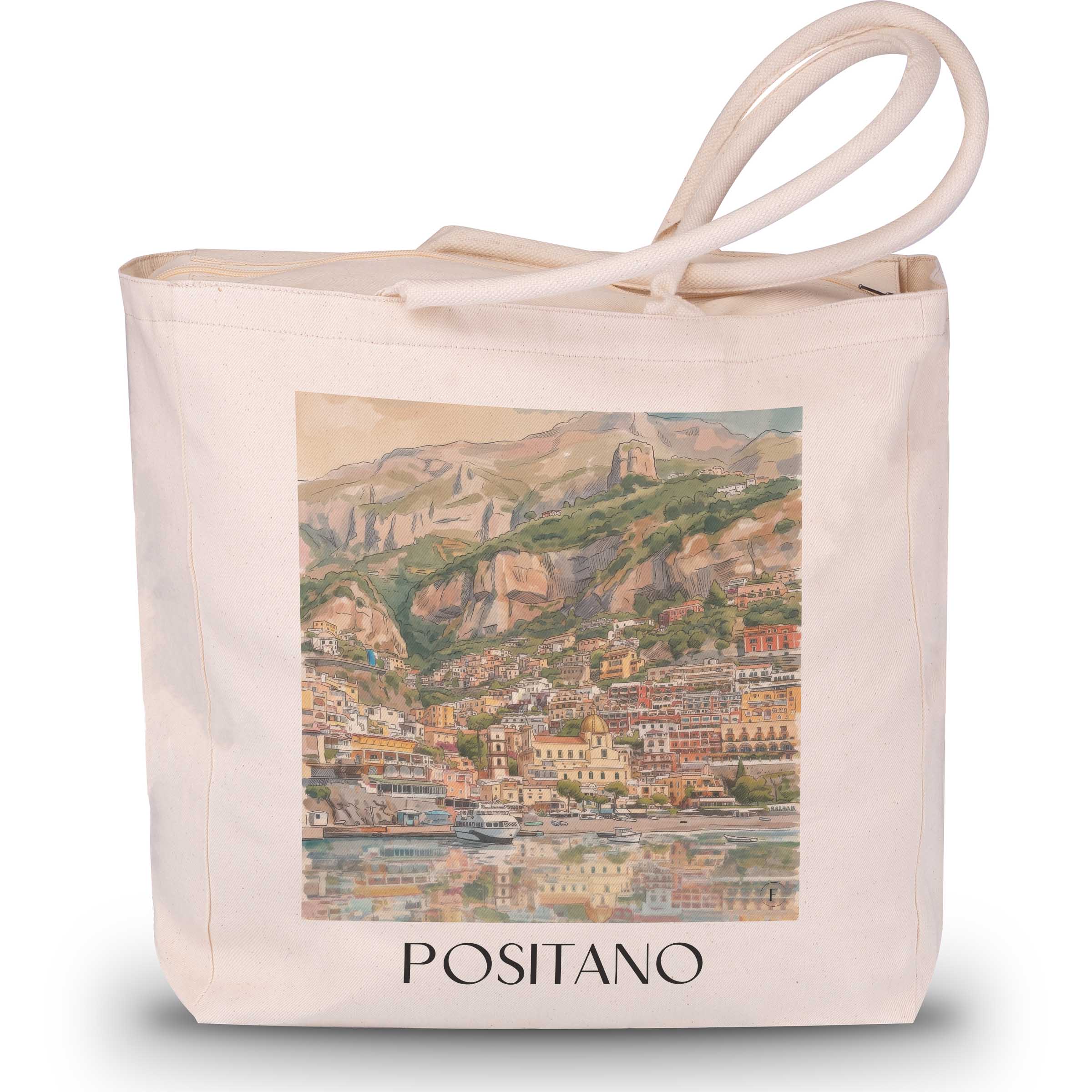 Positano Shopping Tasche - Kampanien - Italien Tote Bag - Einkaufstasche im Aquarell Stil