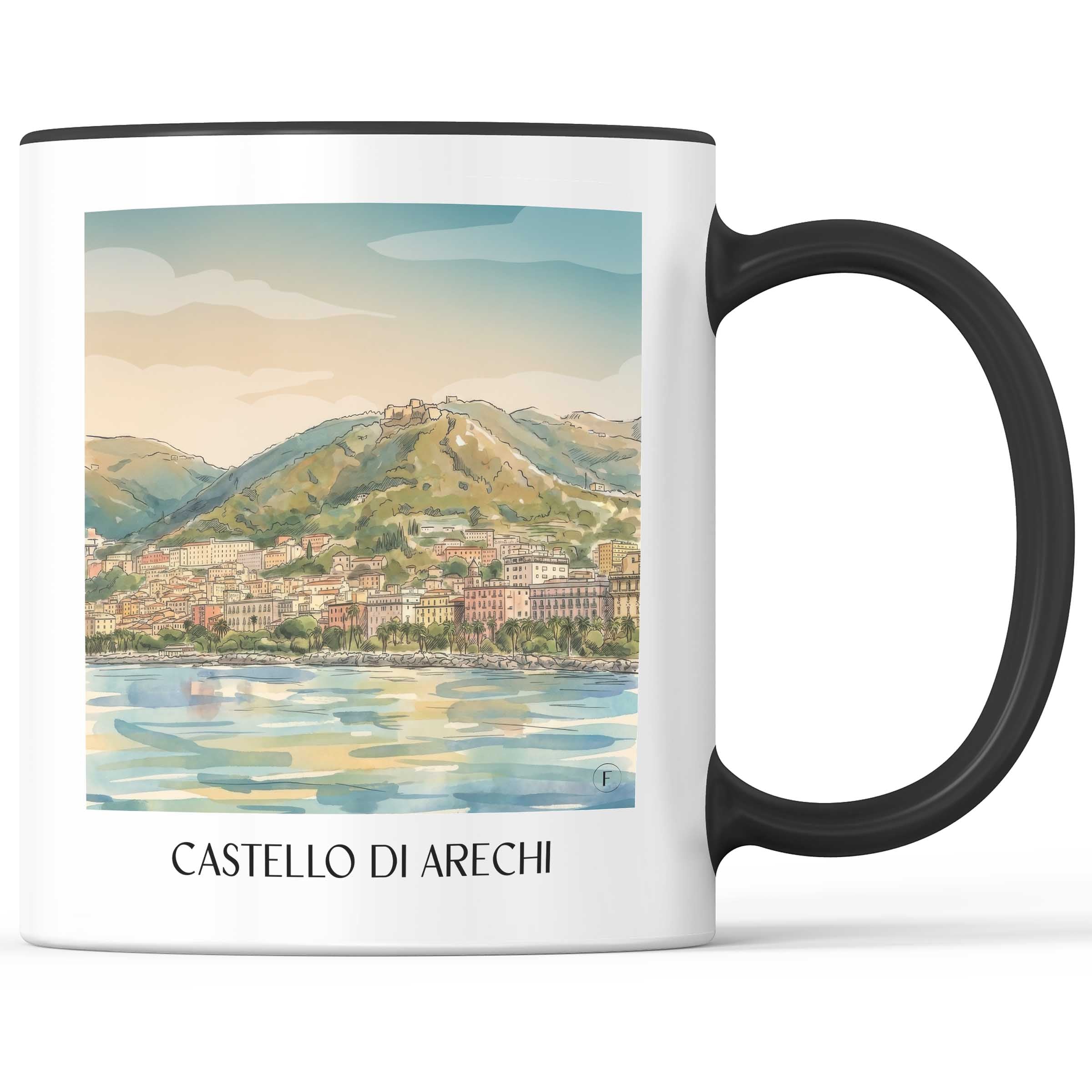 castello-di-arechi-salerno-italien-kaffeebecher-aquarell