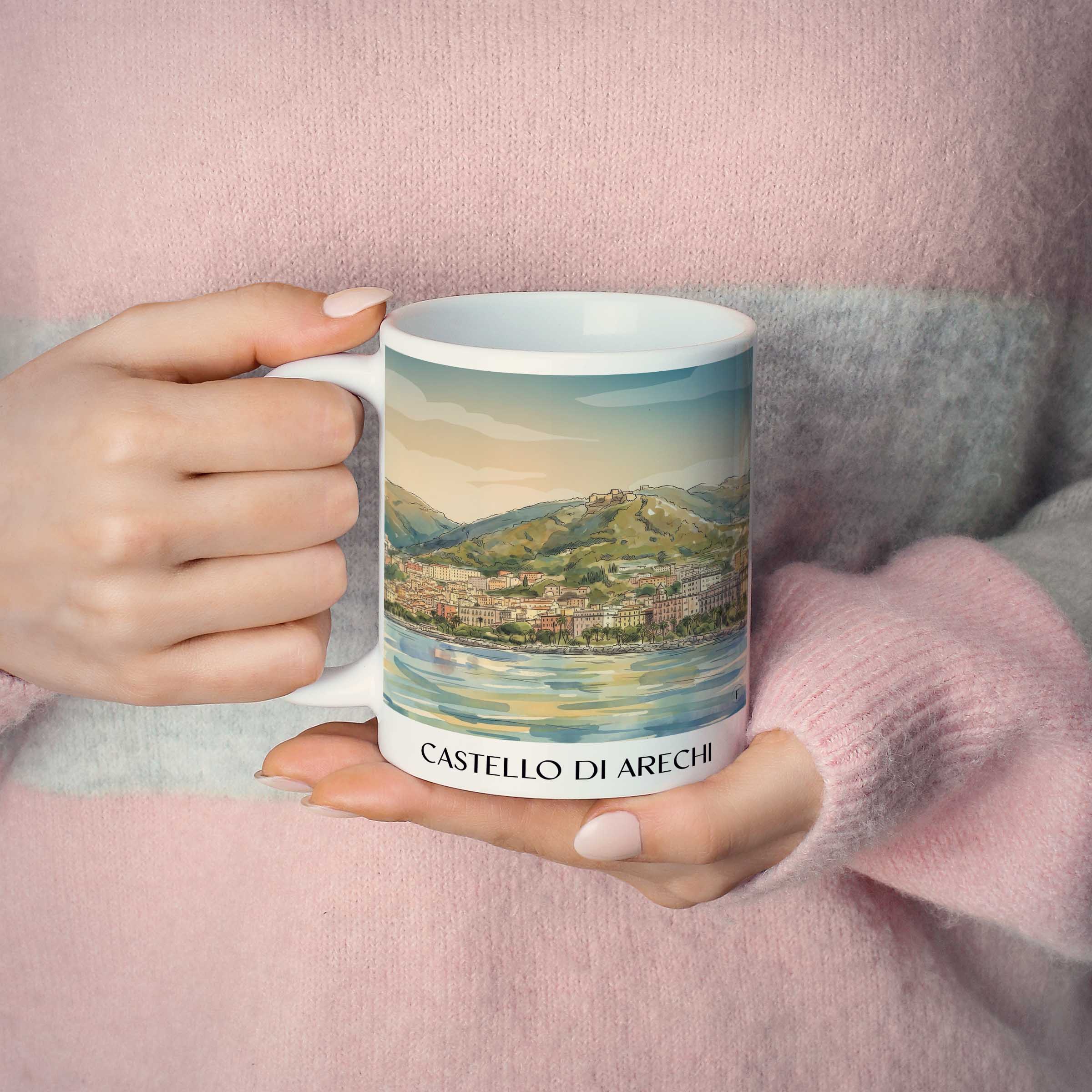 castello-di-arechi-salerno-italien-kaffeebecher-aquarell