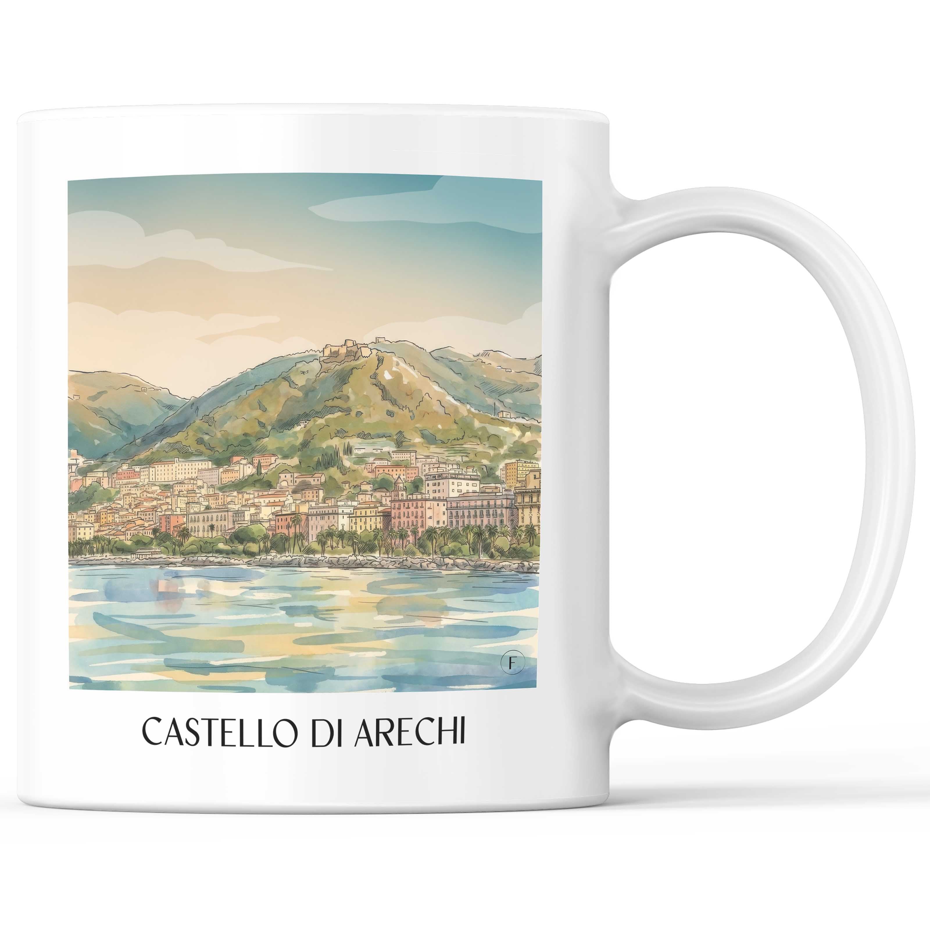 castello-di-arechi-salerno-italien-kaffeebecher-aquarell