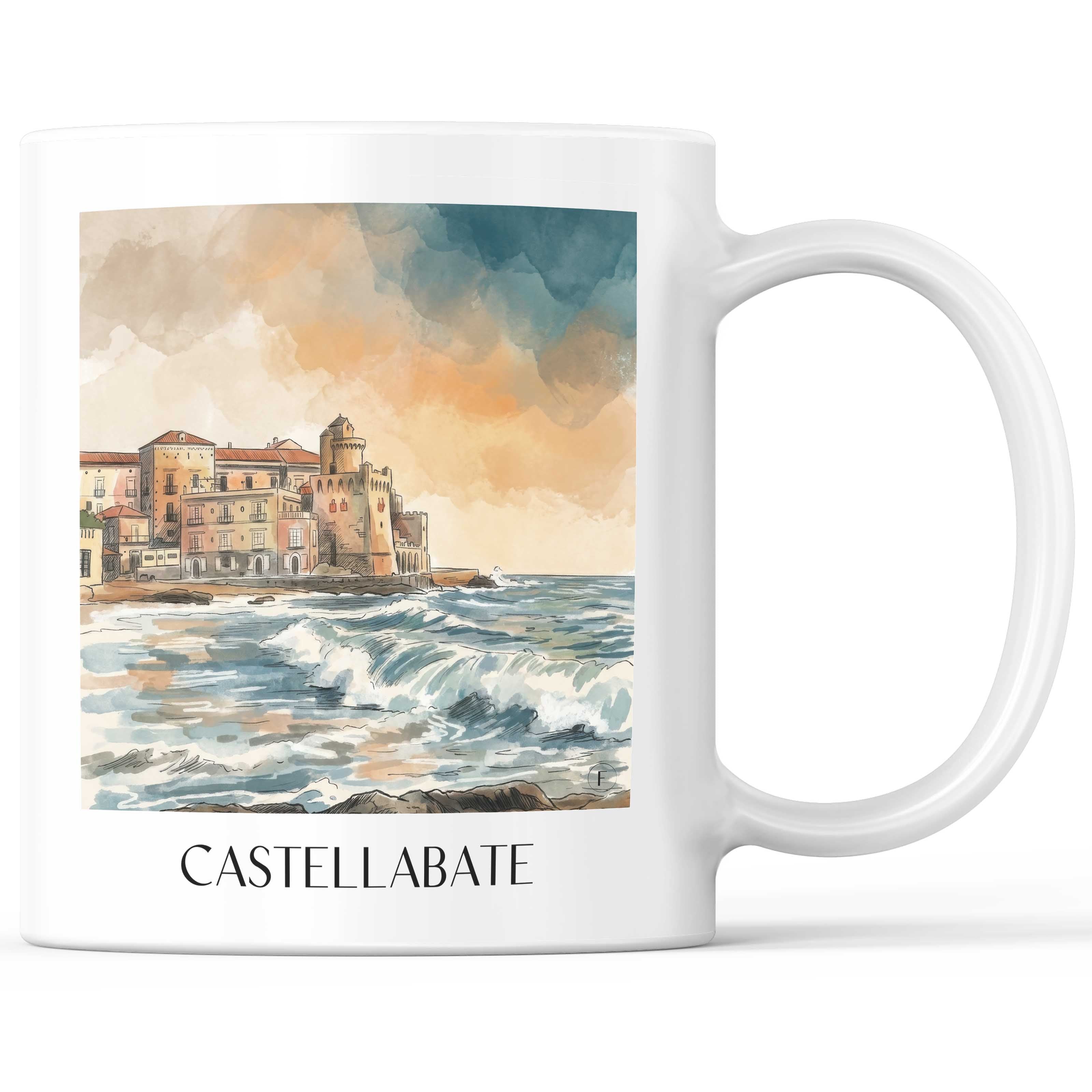 Castellabate Kaffeebecher - Kampanien - Italien Becher - Kaffeetasse im Aquarell Stil