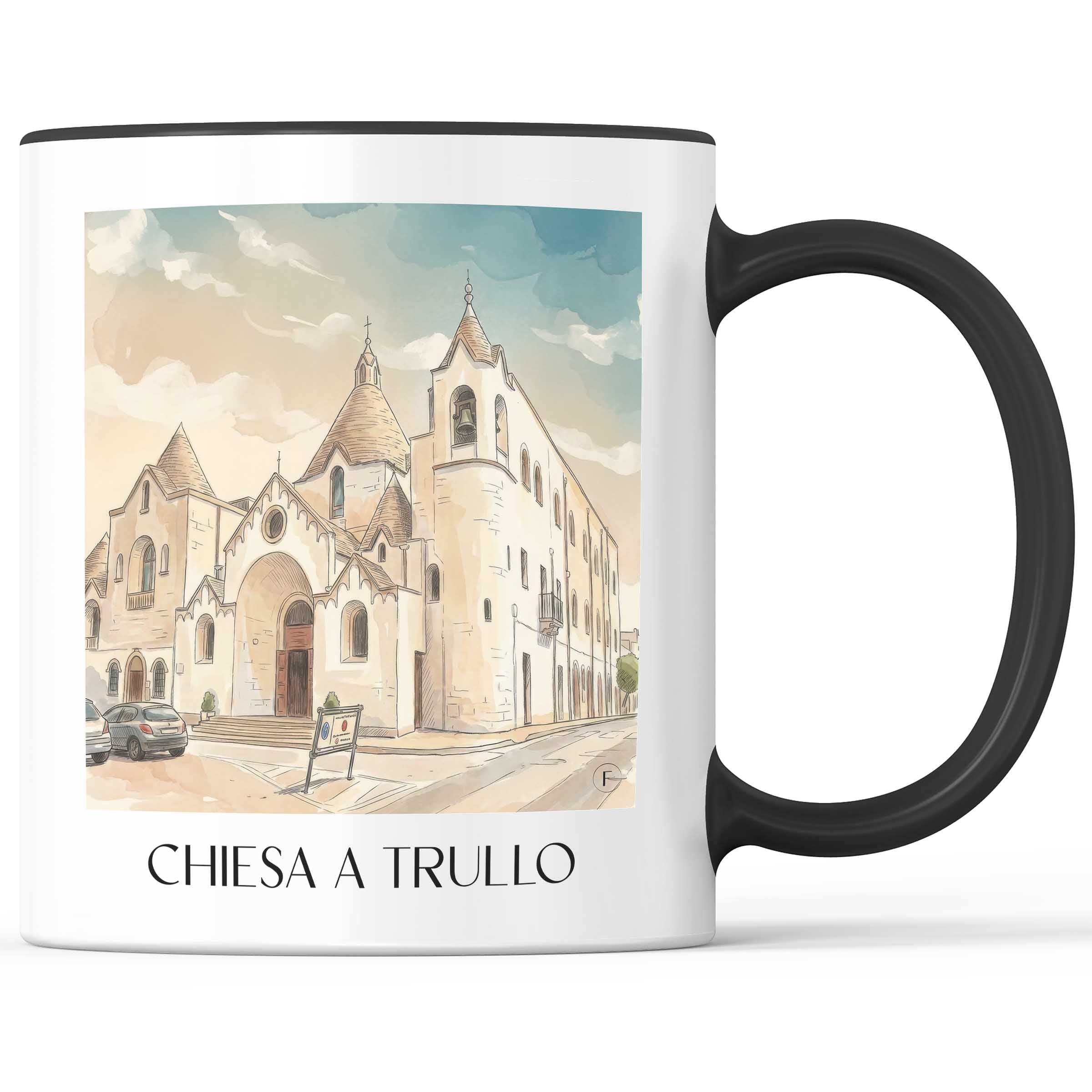 Chiesa a Trullo Kaffeebecher - Alberobello - Italien Becher - Kaffeetasse im Aquarell Stil