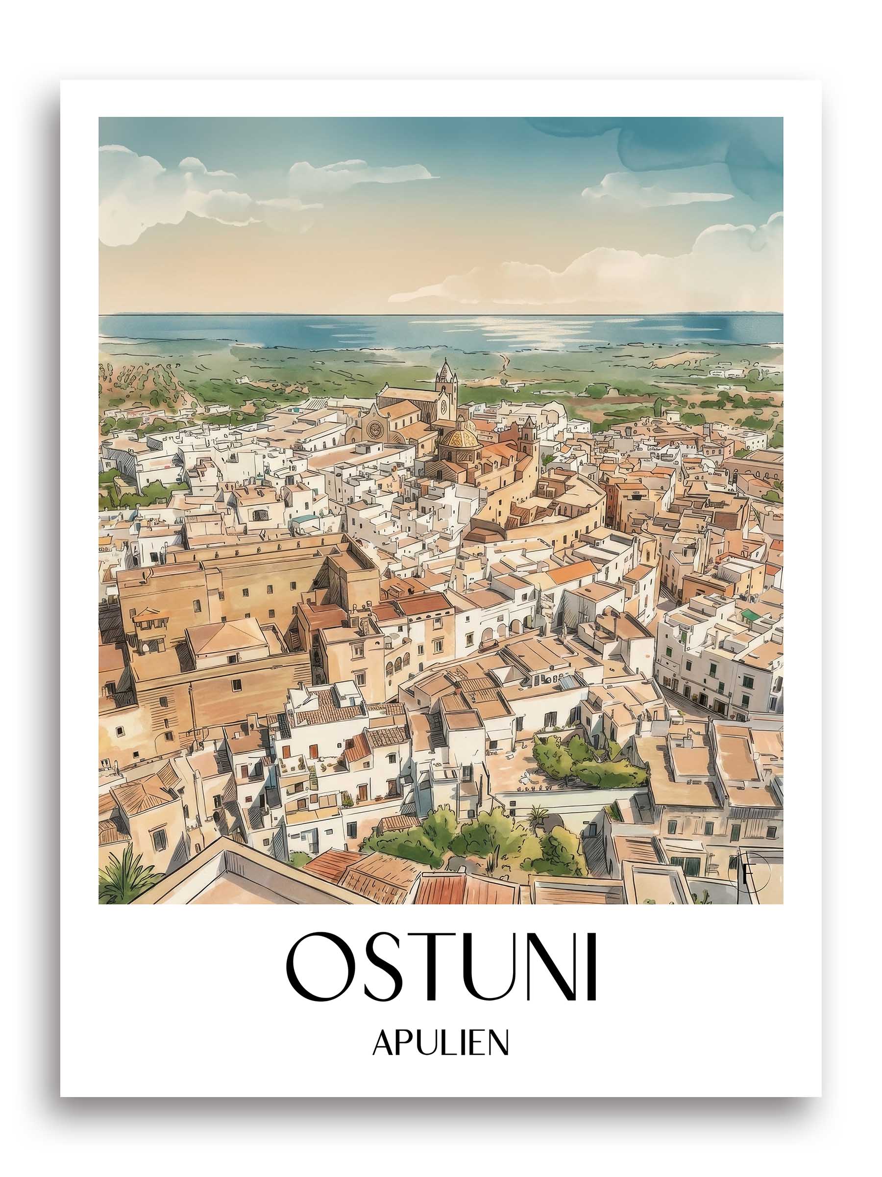 ostuni-apulien-italien-poster-aquarell
