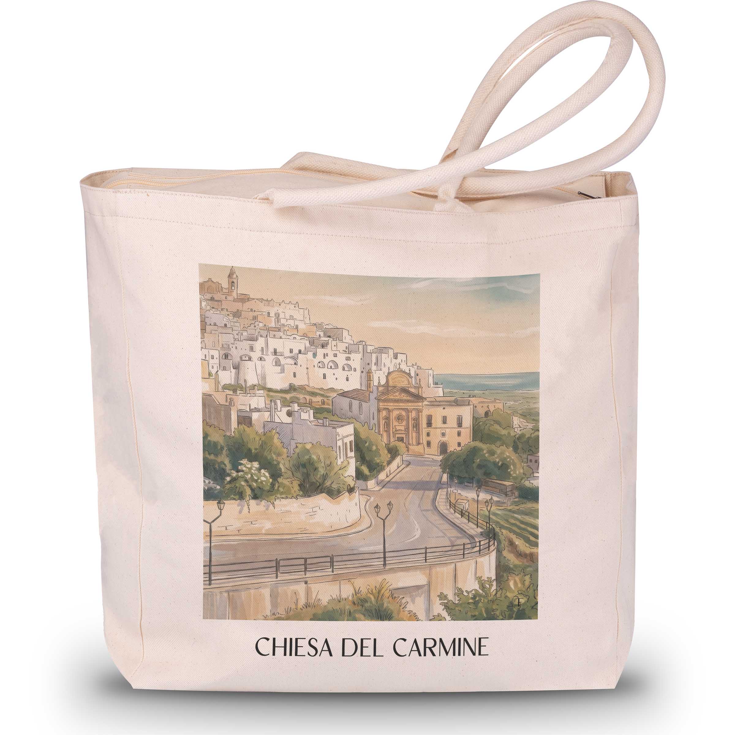 chiesa-del-carmine-ostuni-italien-einkaufstasche-aquarell