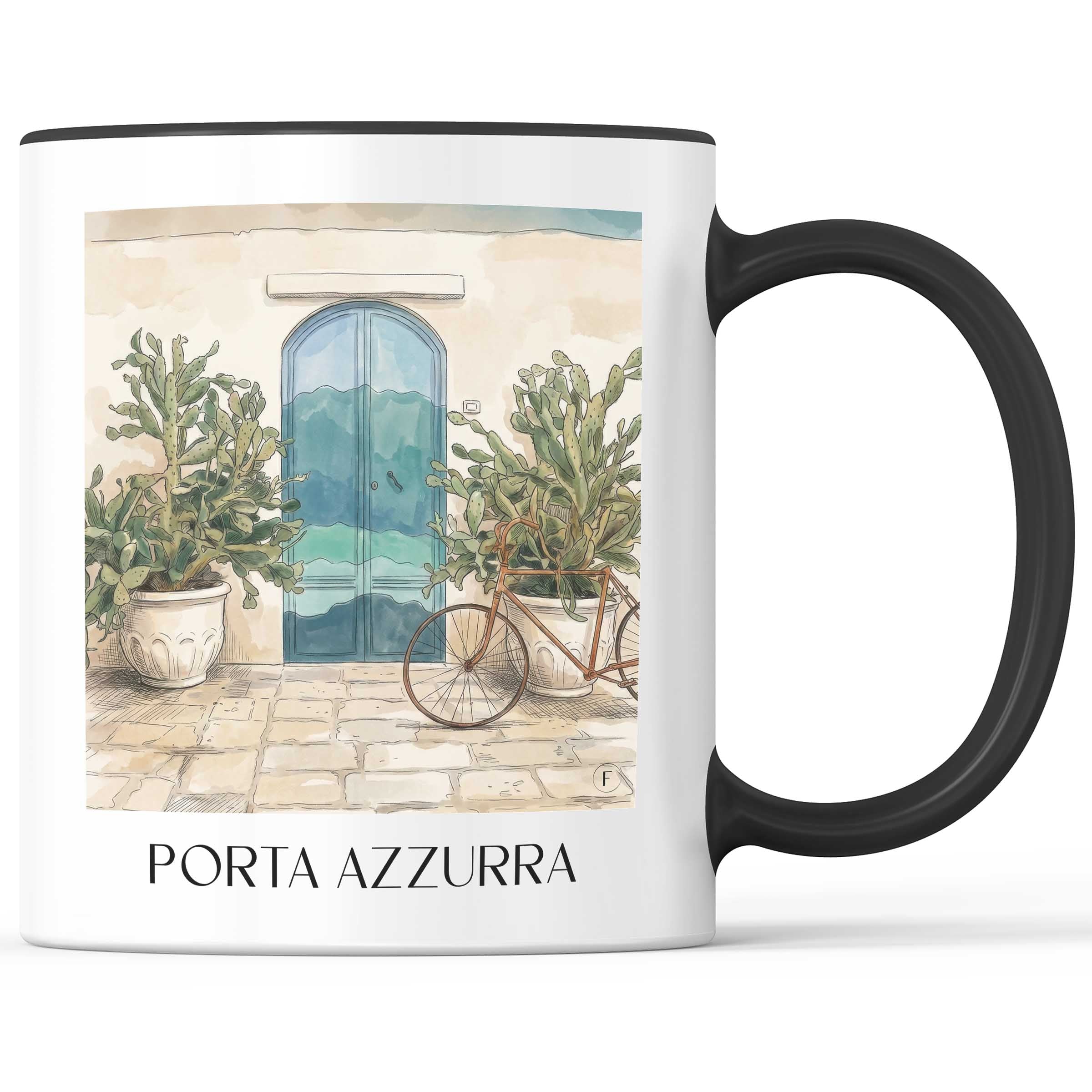 porta-azzurra-ostuni-italien-kaffeebecher-aquarell