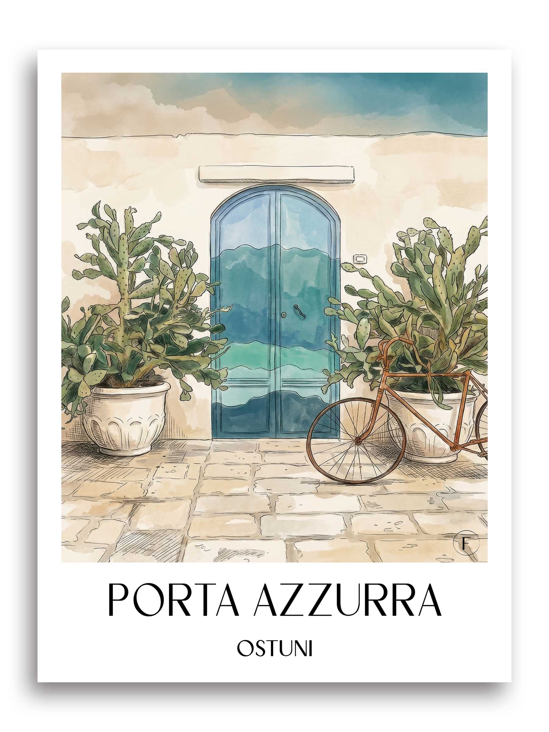 porta-azzurra-ostuni-italien-poster-aquarell